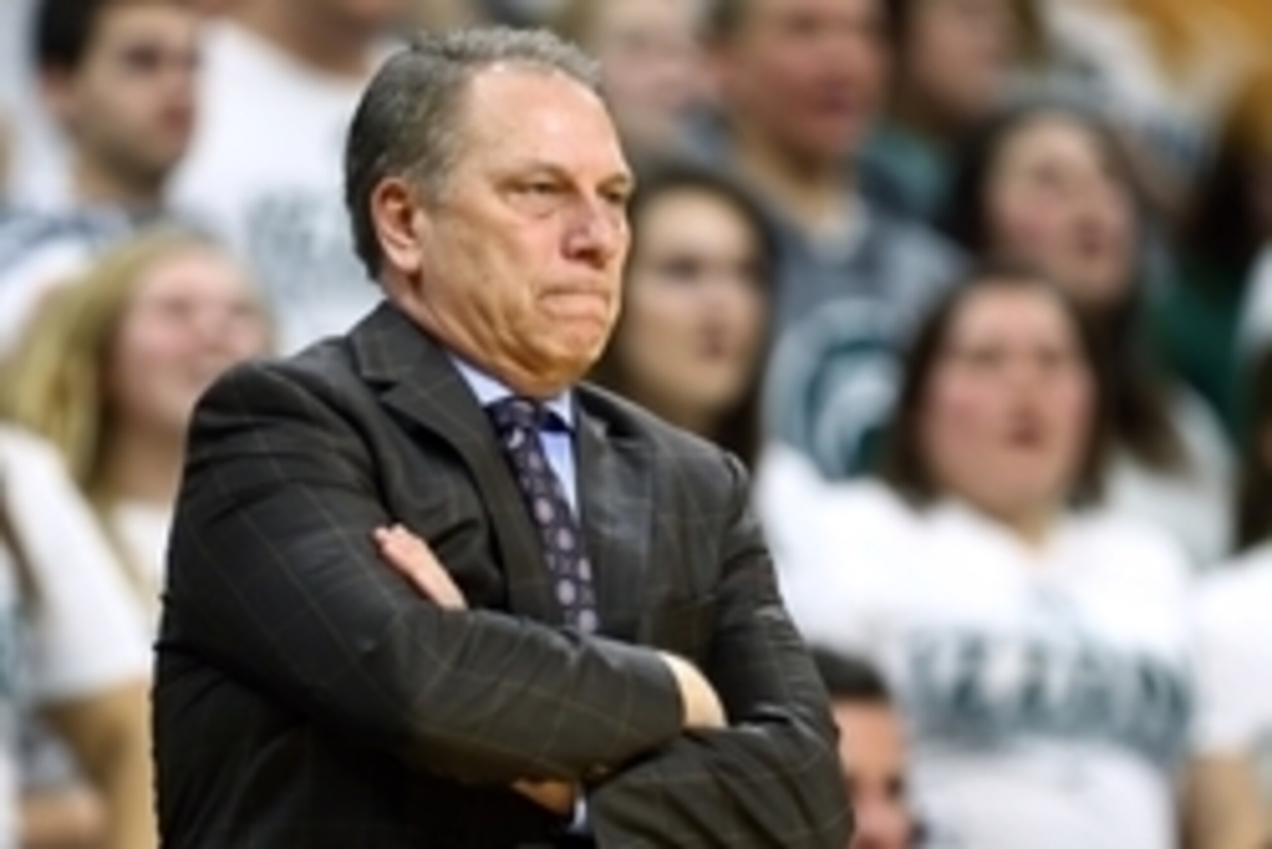 Jan 20, 2016; East Lansing, MI, USA; Michigan State Spartans head coach Tom Izzo stands on the court during the 1st half of a game against the Nebraska Cornhuskers at Jack Breslin Student Events Center. Mandatory Credit: Mike Carter-USA TODAY Sports