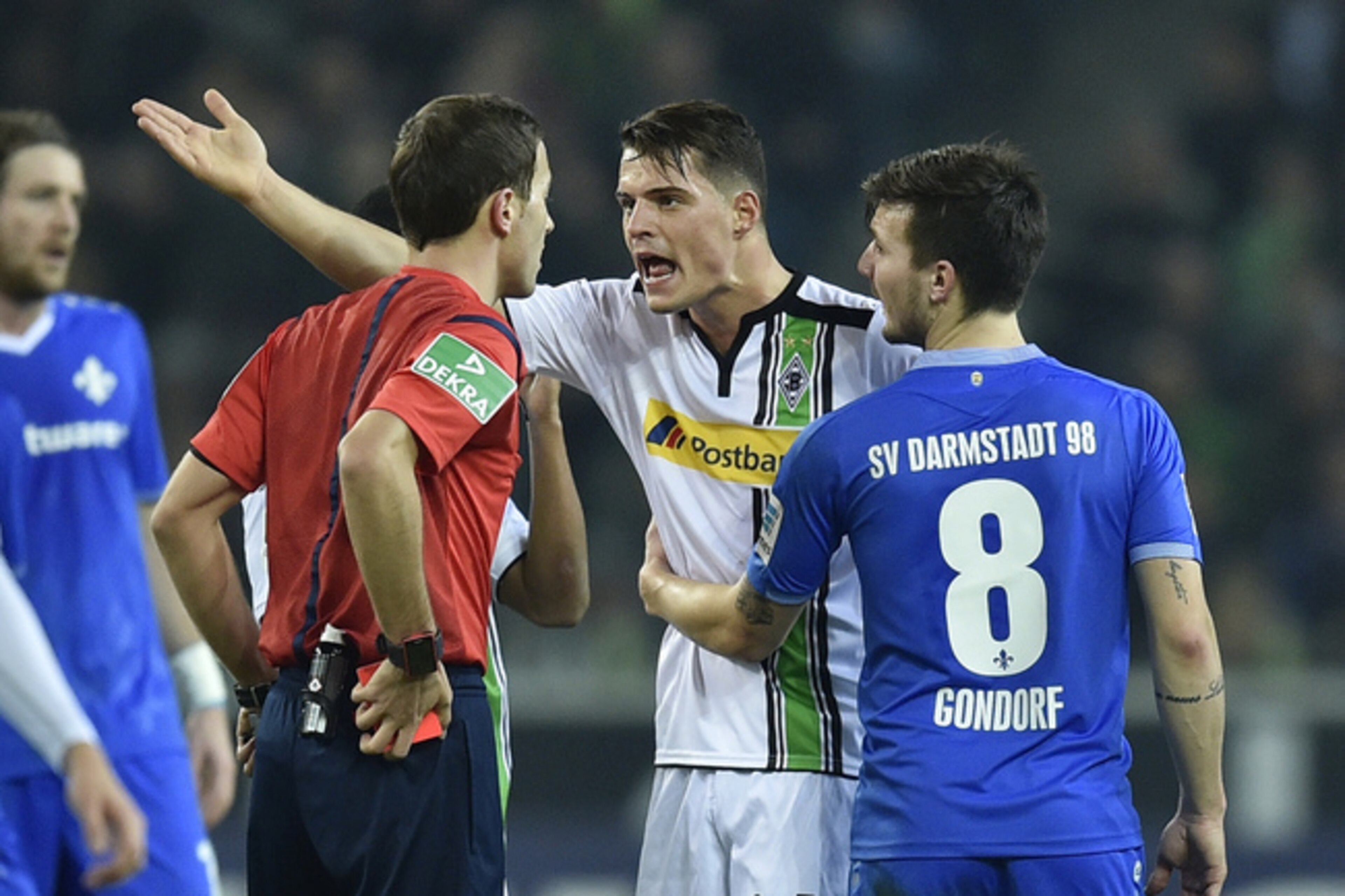 Granit Xhaka is suspended after getting sent off for retaliation against Darmstadt in December.