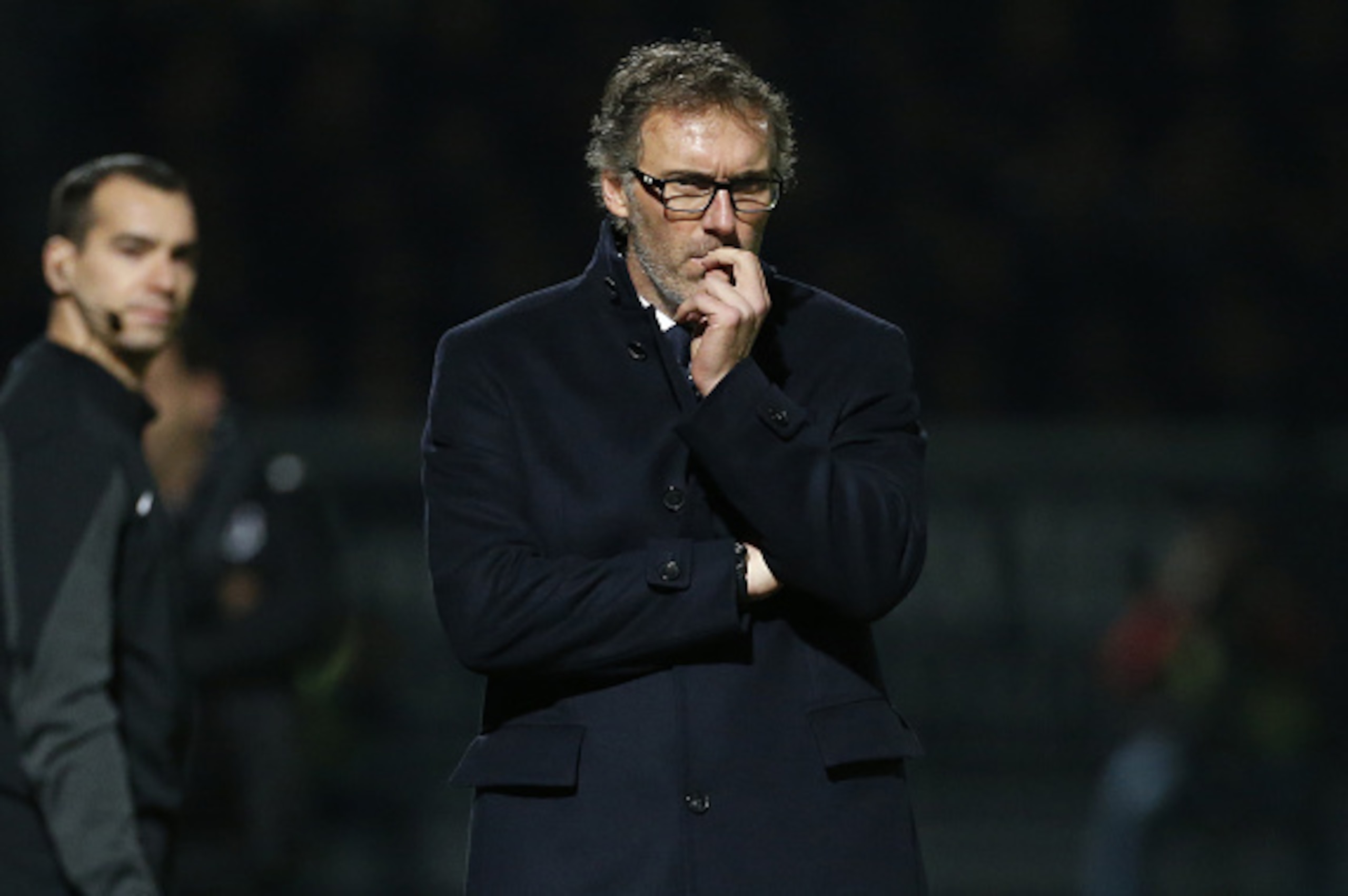 ANGERS, FRANCE - DECEMBER 1: Coach of PSG Laurent Blanc looks on during the French Ligue 1 match between Angers SCO and Paris Saint-Germain (PSG) at Stade Jean Bouin on December 1, 2015 in Angers, France. (Photo by Jean Catuffe/Getty Images)