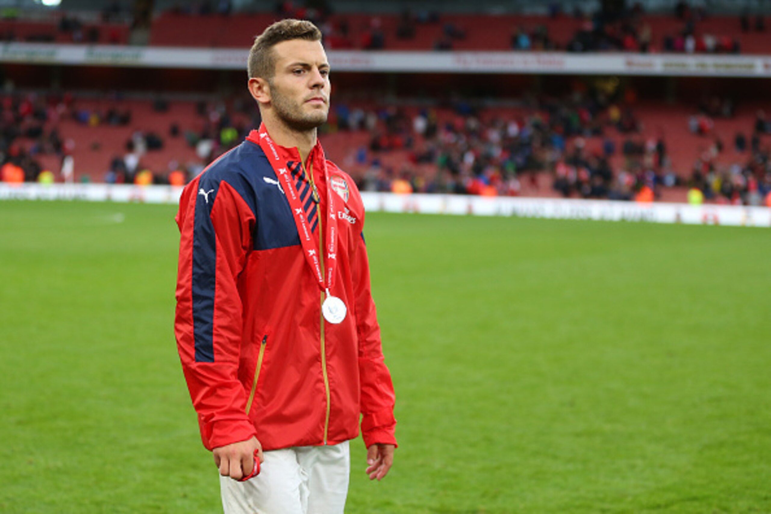 LONDON, ENGLAND - JULY 26:  Jack Wilshere of Arsenal during the Emirates Cup match between Arsenal and VfL Wolfsburg at Emirates Stadium on July 26, 2015 in London, England.  (Photo by Catherine Ivill - AMA/Getty Images).