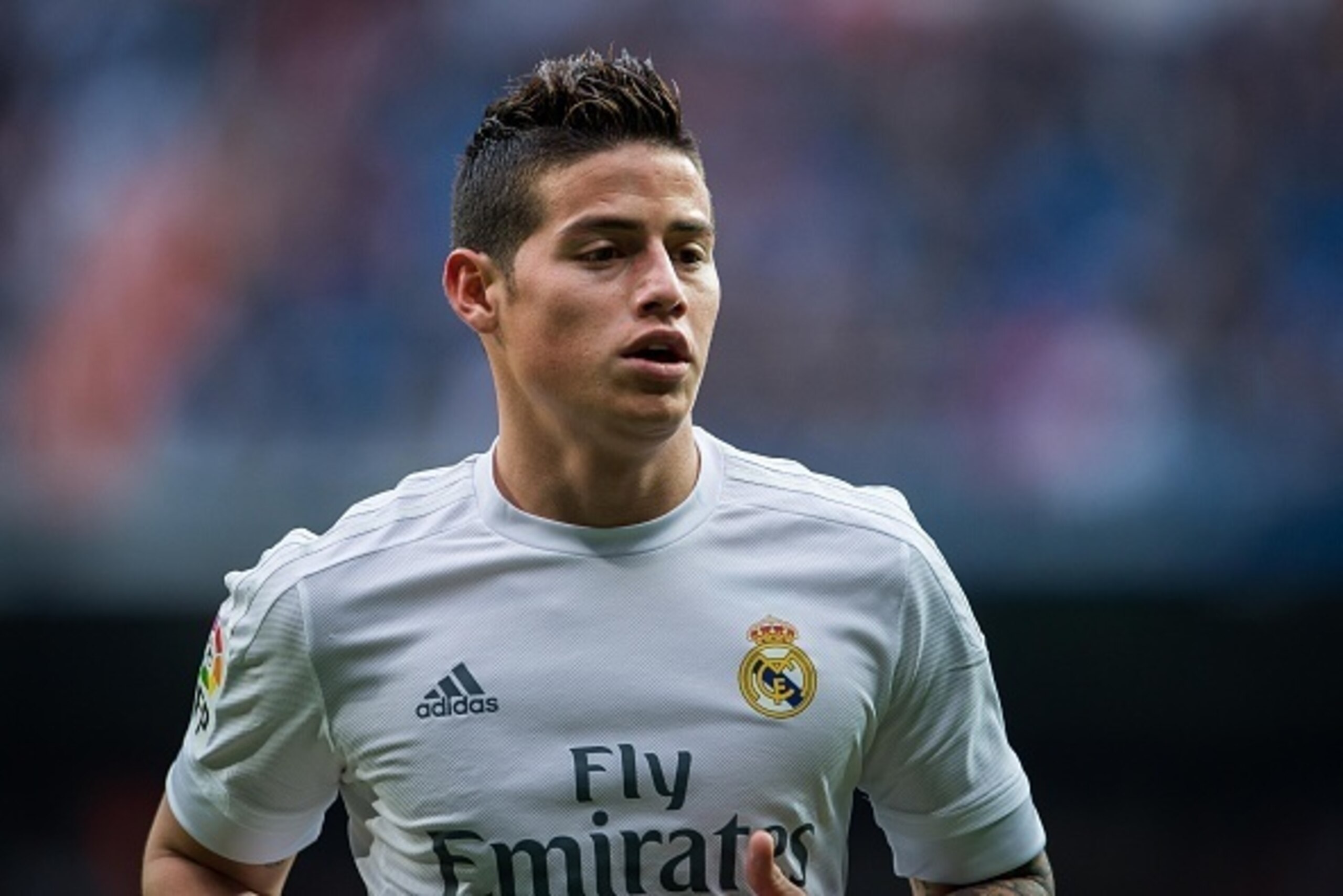 MADRID, SPAIN - DECEMBER 30:  James Rodriguez of Real Madrid CF looks on during the Real Madrid CF vs Real Sociedad as part of the Liga BBVA 2015-2016 at the Estadio Santiago Bernabeu on December 30, 2015 in Madrid, Spain.  (Photo by Aitor Alcalde/Power S