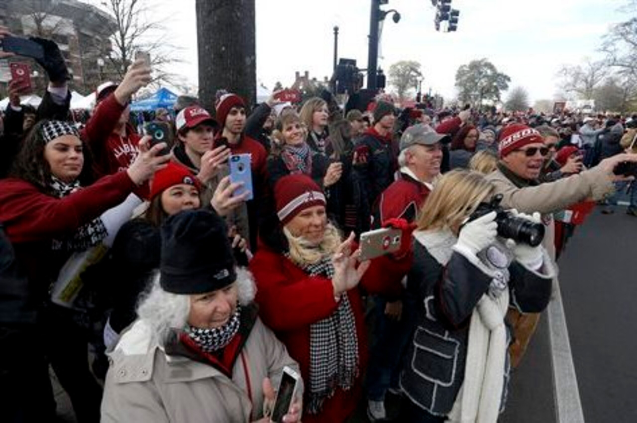 Despite the frigid conditions Alabama fans came out in droves to celebrate the 16th national title.