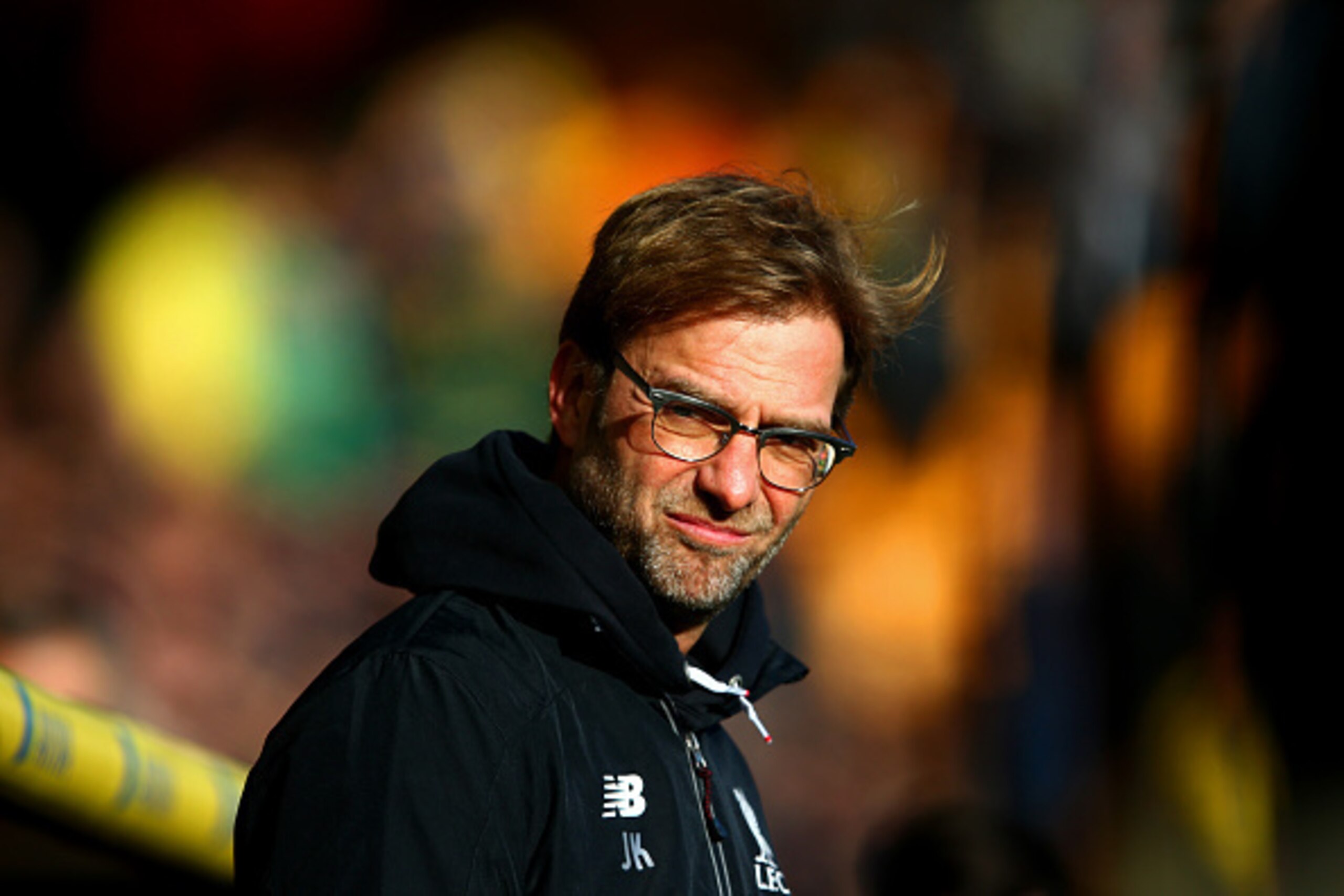 NORWICH, ENGLAND - JANUARY 23: Jurgen Klopp, manager of Liverpool looks on prior to the Barclays Premier League match between Norwich City and Liverpool at Carrow Road on January 23, 2016 in Norwich, England.  (Photo by Clive Mason/Getty Images)