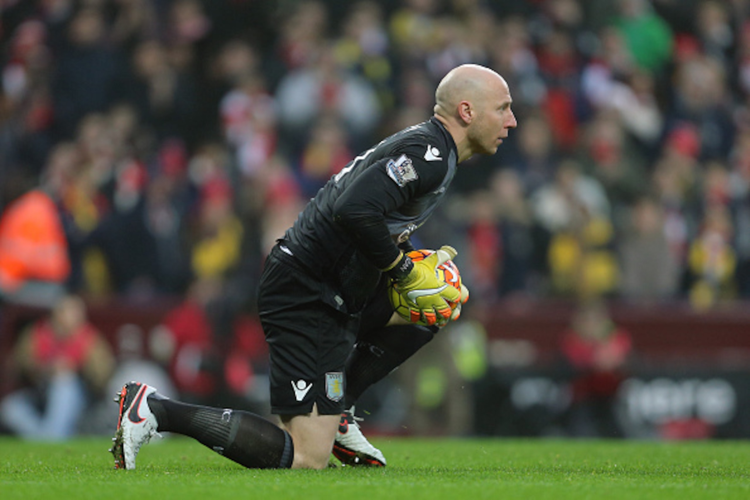 BIRMINGHAM, ENGLAND - DECEMBER 13:  Brad Guzan of Aston Villa during the Barclays Premier League match between Aston Villa and Arsenal at Villa Park on December 13, 2015 in Birmingham, England.  (Photo by James Baylis - AMA/Getty Images)