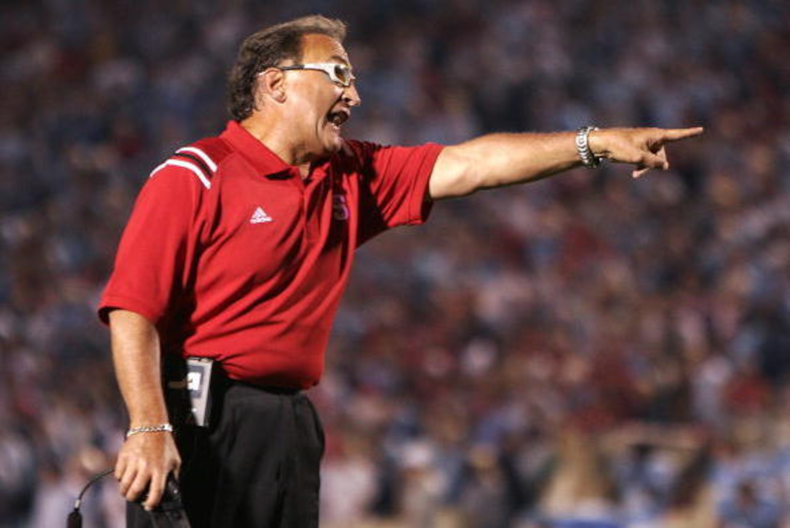 CHAPEL HILL, NC - OCTOBER 9:  Coach Chuck Amato of the North Carolina State Wolfpack reacts after a touchdown was called back with 14 seconds to play against the University of North Carolina Tar Heels during an Atlantic Coast Conference game on October 9,