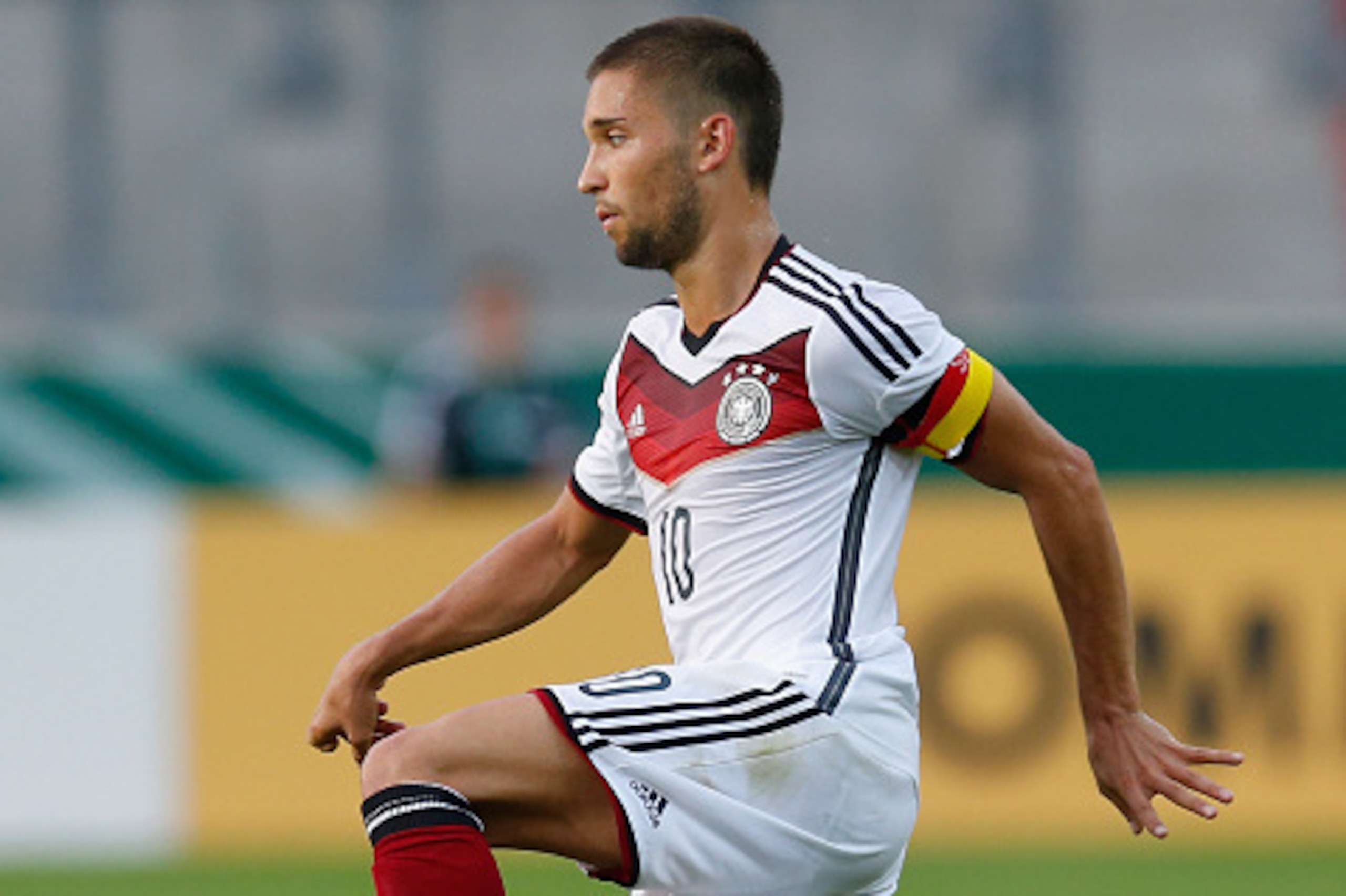 HALLE, GERMANY - SEPTEMBER 05:  Moritz Leitner of Germany runs with the ball during the UEFA Under21 European Championships Qualifier between Germany and The Republic of Ireland at Erdgas Sportpark on September 05, 2014 in Halle, Germany.  (Photo by Boris