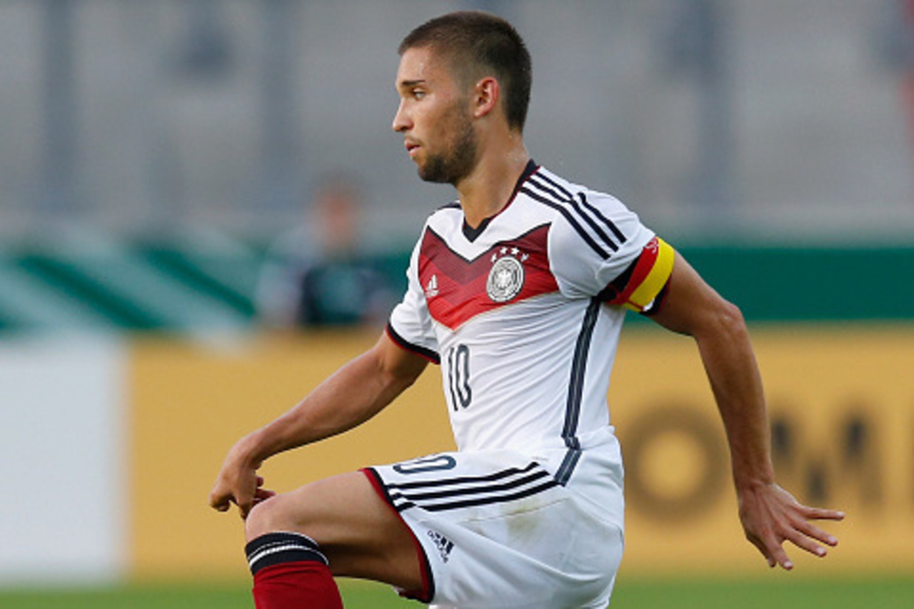 HALLE, GERMANY - SEPTEMBER 05:  Moritz Leitner of Germany runs with the ball during the UEFA Under21 European Championships Qualifier between Germany and The Republic of Ireland at Erdgas Sportpark on September 05, 2014 in Halle, Germany.  (Photo by Boris