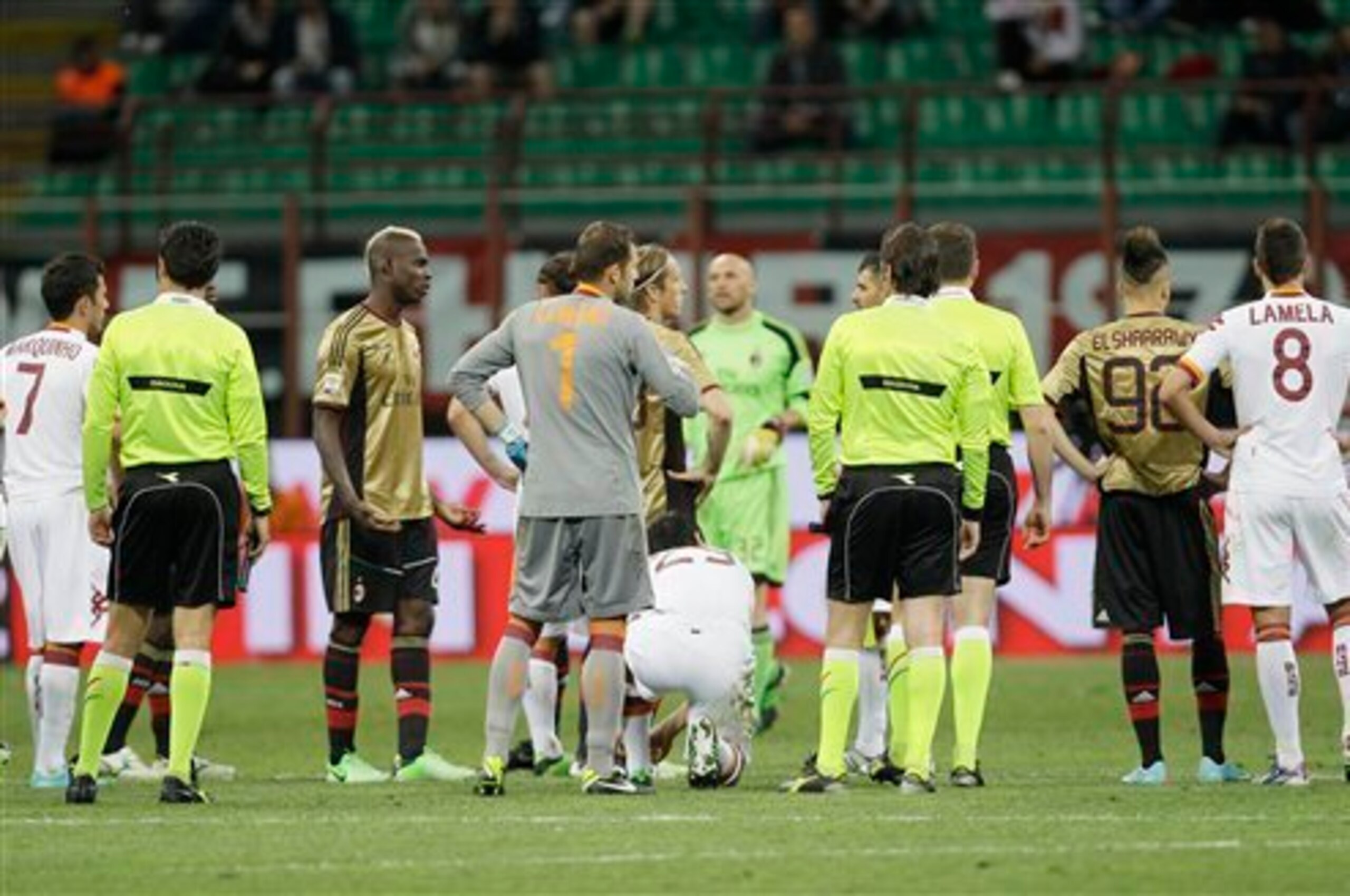 Milan's May 2013 clash with Roma was briefly suspended sue to racist chants from fans.