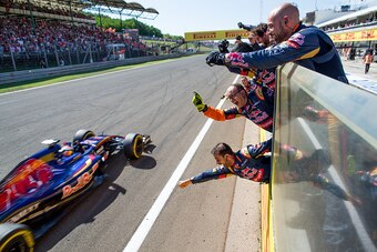 BUDAPEST, HUNGARY - JULY 26:  Max Verstappen of Scuderia Toro Rosso finishes 4th during the Formula One Grand Prix of Hungary at Hungaroring on July 26, 2015 in Budapest, Hungary.  (Photo by Peter Fox/Getty Images)