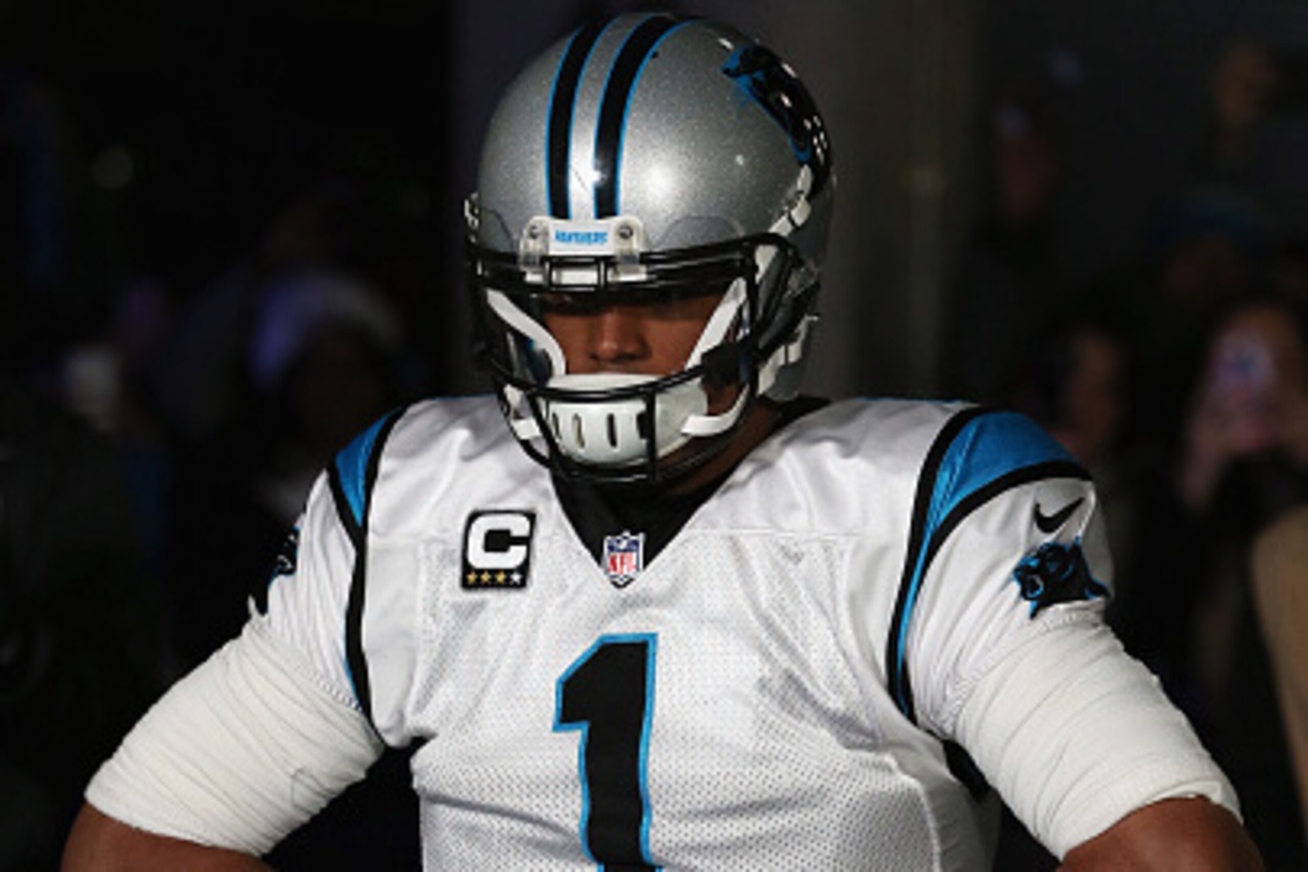 CHARLOTTE, NC - JANUARY 24: Cam Newton #1 of the Carolina Panthers stands in the tunnel prior to the NFC Championship Game against the Arizona Cardinals at Bank of America Stadium on January 24, 2016 in Charlotte, North Carolina. (Photo by Streeter Lec CHARLOTTE, NC - JANUARY 24: Cam Newton #1 of the Carolina Panthers stands in the tunnel prior to the NFC Championship Game against the Arizona Cardinals at Bank of America Stadium on January 24, 2016 in Charlotte, North Carolina. (Photo by Streeter Lec