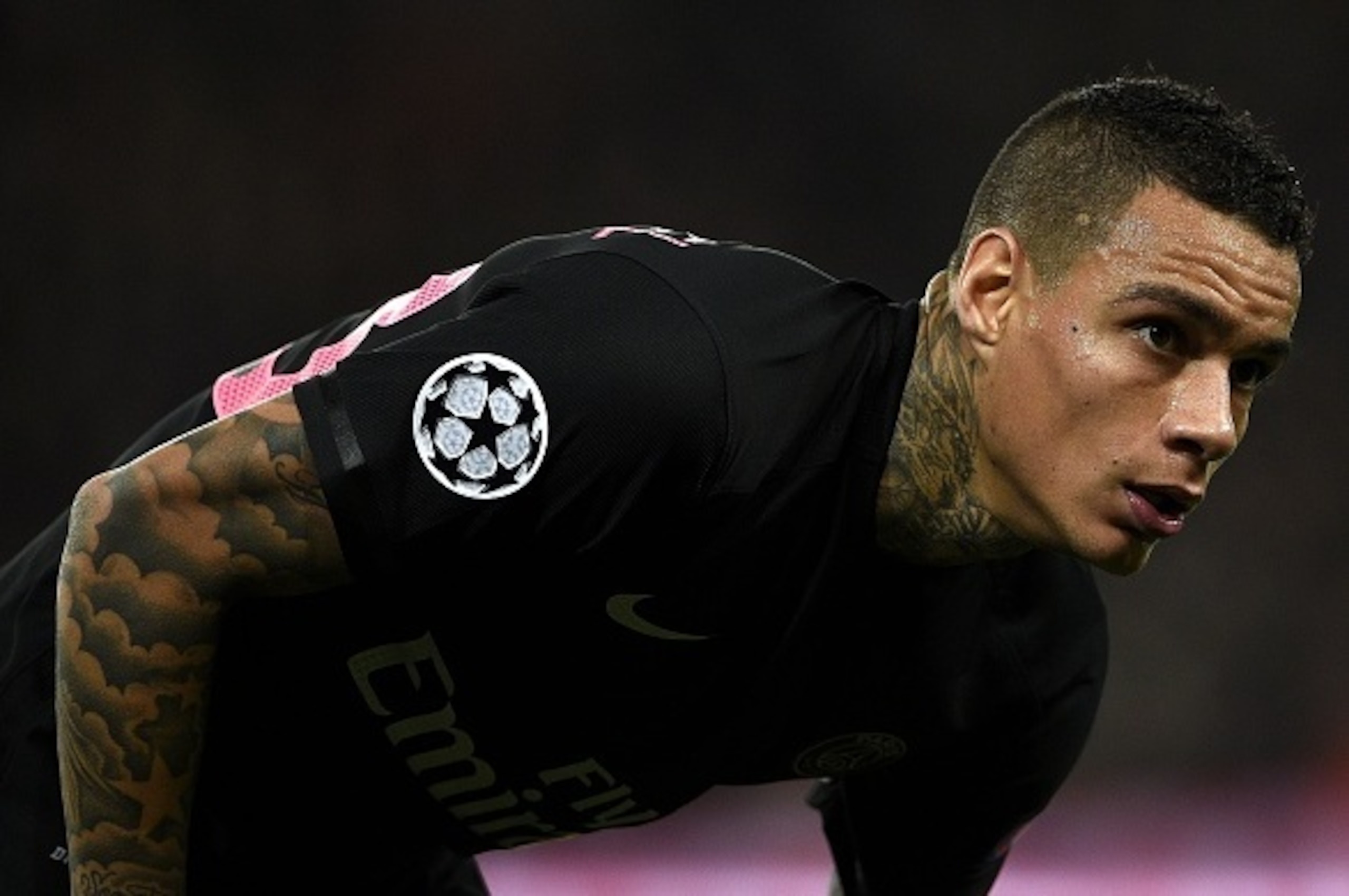 Paris Saint-Germain's Dutch defender Gregory van der Wiel looks on during the UEFA Champions League Group A football match between Paris-Saint-Germain and Shakhtar Donetsk on December 8, 2015 at the Parc des Princes stadium in Paris.  / AFP / FRANCK FIFE 
