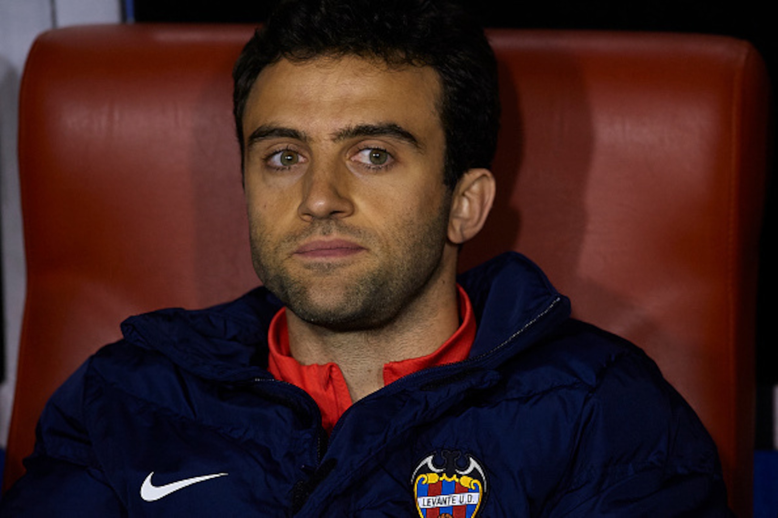 VALENCIA, SPAIN - JANUARY 25:  Giusseppe Rossi of Levante looks on prior to the La Liga match between Levante UD and UD Las Palmas at Ciutat de Valencia Stadium on January 25, 2016 in Valencia, Spain.  (Photo by Manuel Queimadelos Alonso/Getty Images)