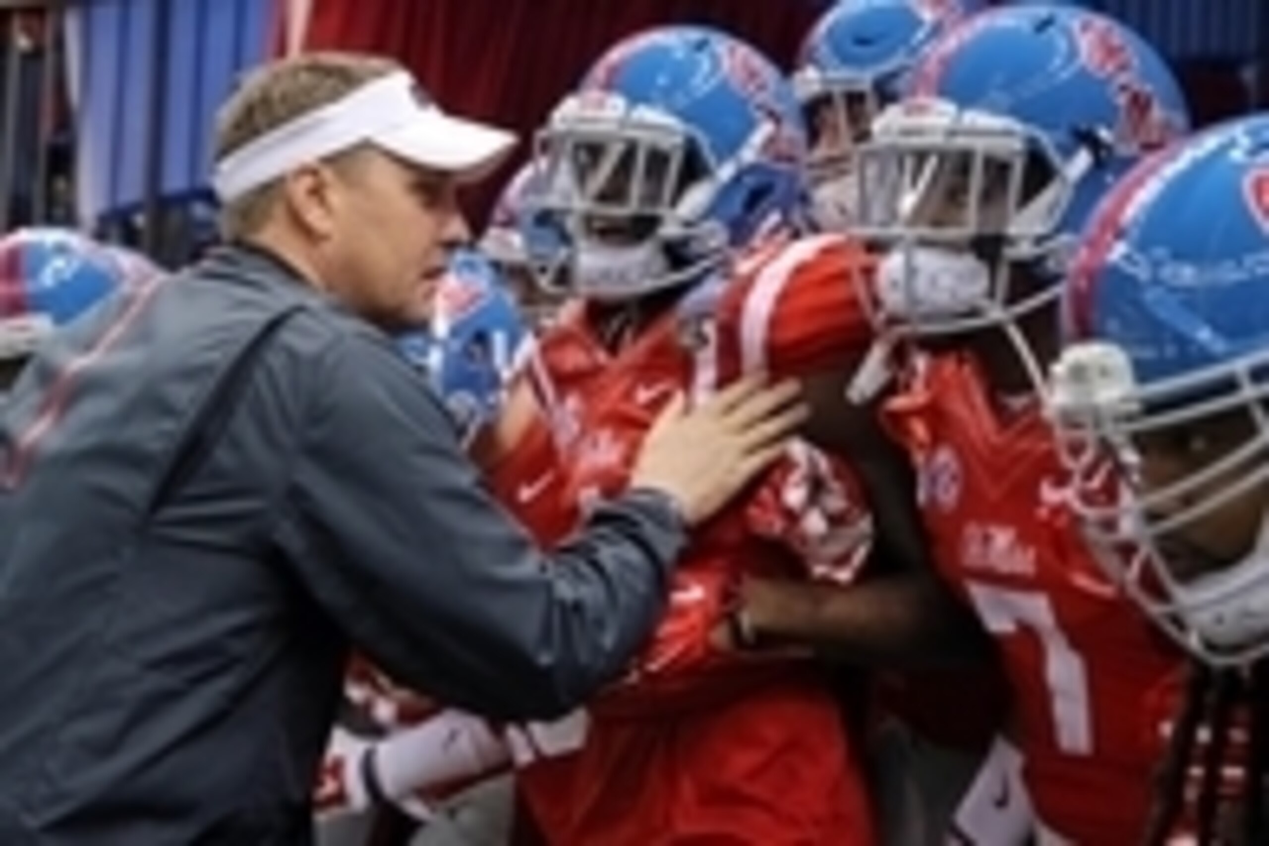 Jan 1, 2016; New Orleans, LA, USA; Mississippi Rebels head coach Hugh Freeze prepares to take his team onto the field to play the Oklahoma State Cowboys in the 2016 Sugar Bowl at the Mercedes-Benz Superdome. Mandatory Credit: Chuck Cook-USA TODAY Sports