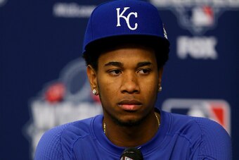 NEW YORK, NY - OCTOBER 29:  Yordano Ventura #30 of the Kansas City Royals answers questions during a press conference the day before Game Three of the 2015 World Series between the Kansas City Royals and the New York Mets at Citi Field on October 29, 2015