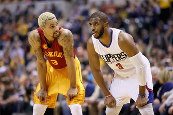 INDIANAPOLIS, IN - JANUARY 26:  Chris Paul #3 of the Los Angeles Clippers watches the action during the game against the Indiana Pacers at Bankers Life Fieldhouse on January 26, 2016 in Indianapolis, Indiana.   NOTE TO USER: User expressly acknowledges an