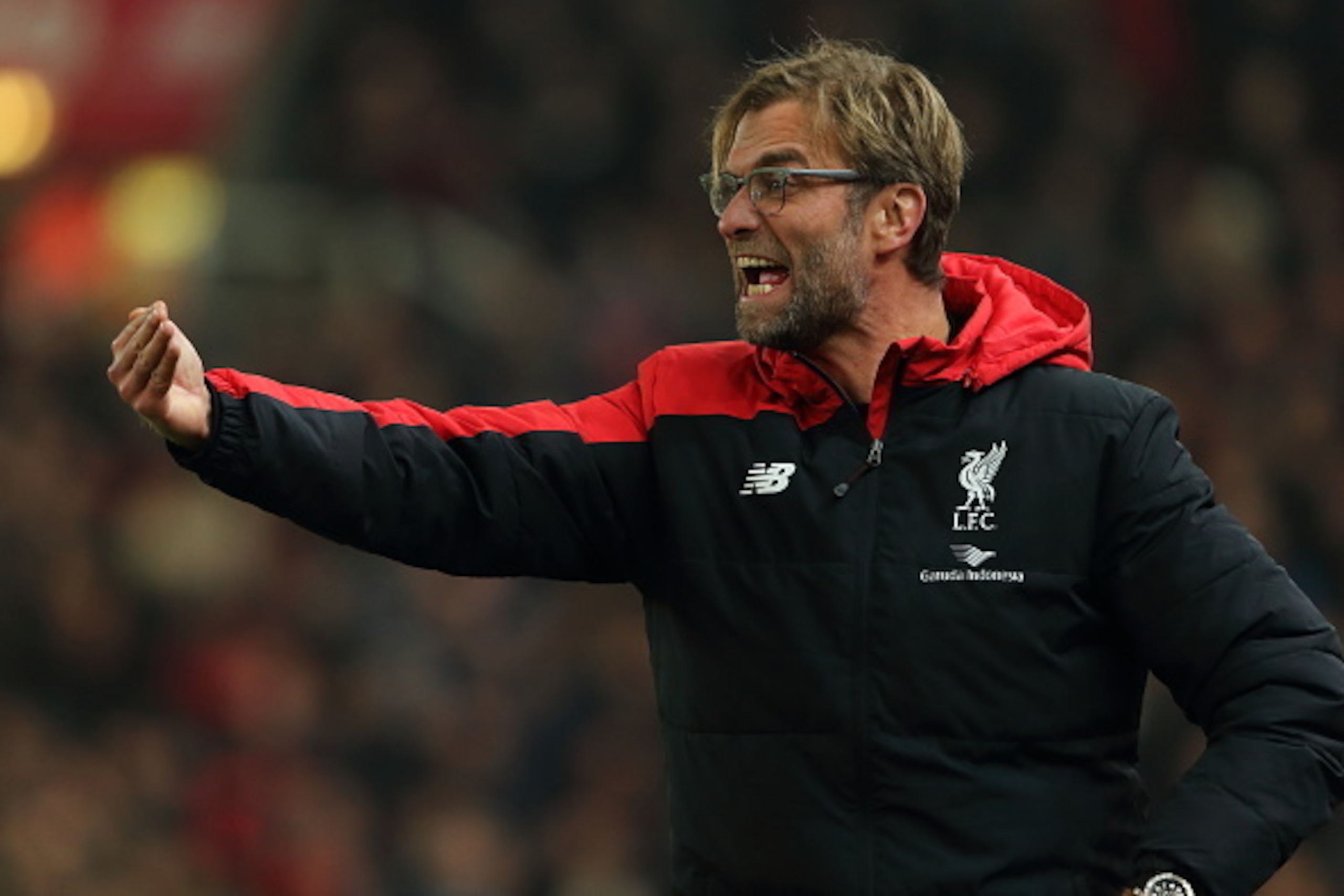 STOKE ON TRENT, ENGLAND - JANUARY 05: Jurgen Klopp the head coach / manager of Liverpool during the Capital One Cup Semi Final, First Leg, between Stoke City and Liverpool at Britannia Stadium on January 5, 2016 in Stoke on Trent, England.  (Photo by Matt