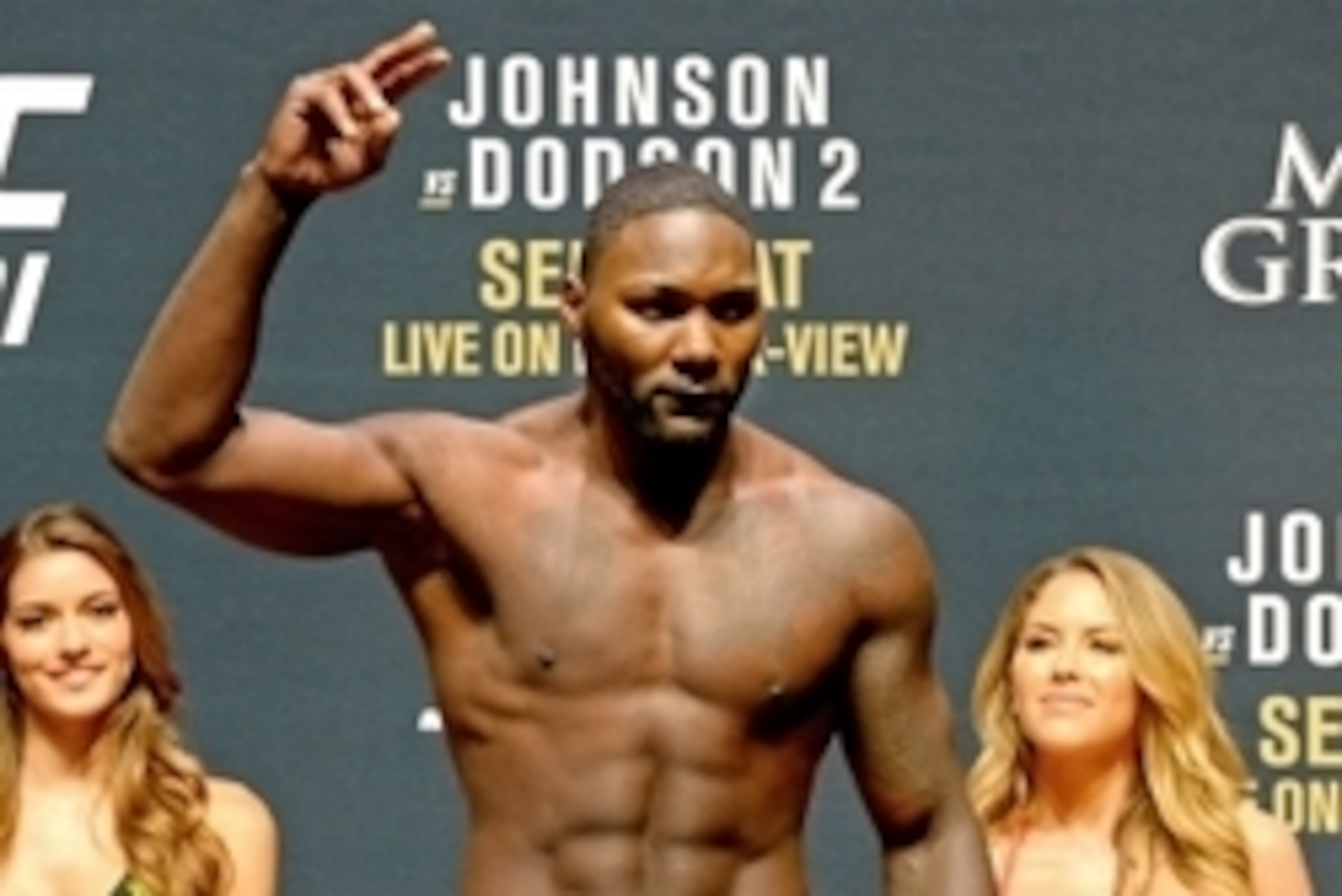 Sep 4, 2015; Las Vegas, NV, USA;  Anthony Johnson during the weigh-in for his light  heavyweight bout against Jimi Manuwa (not pictured) at UFC 191 at the MGM Grand Garden Arena. Mandatory Credit: Jayne Kamin-Oncea-USA TODAY Sports