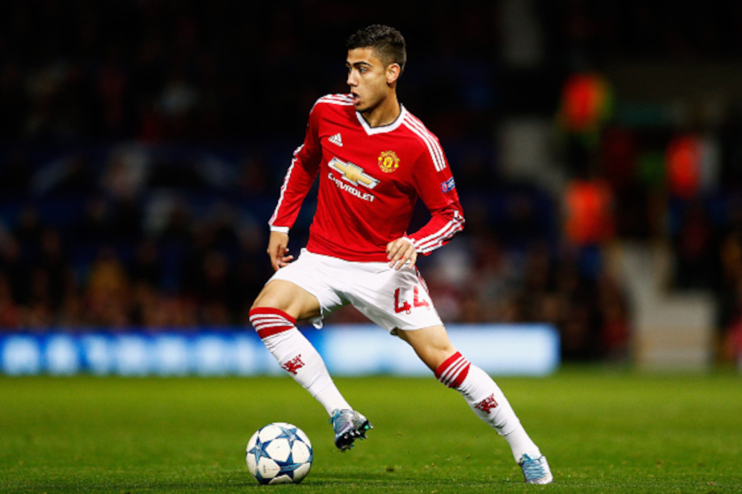 MANCHESTER, ENGLAND - SEPTEMBER 30:  Andreas Pereira of Manchester United in action during the UEFA Champions League Group B match between Manchester United FC and VfL Wolfsburg at Old Trafford on September 30, 2015 in Manchester, United Kingdom.  (Photo 