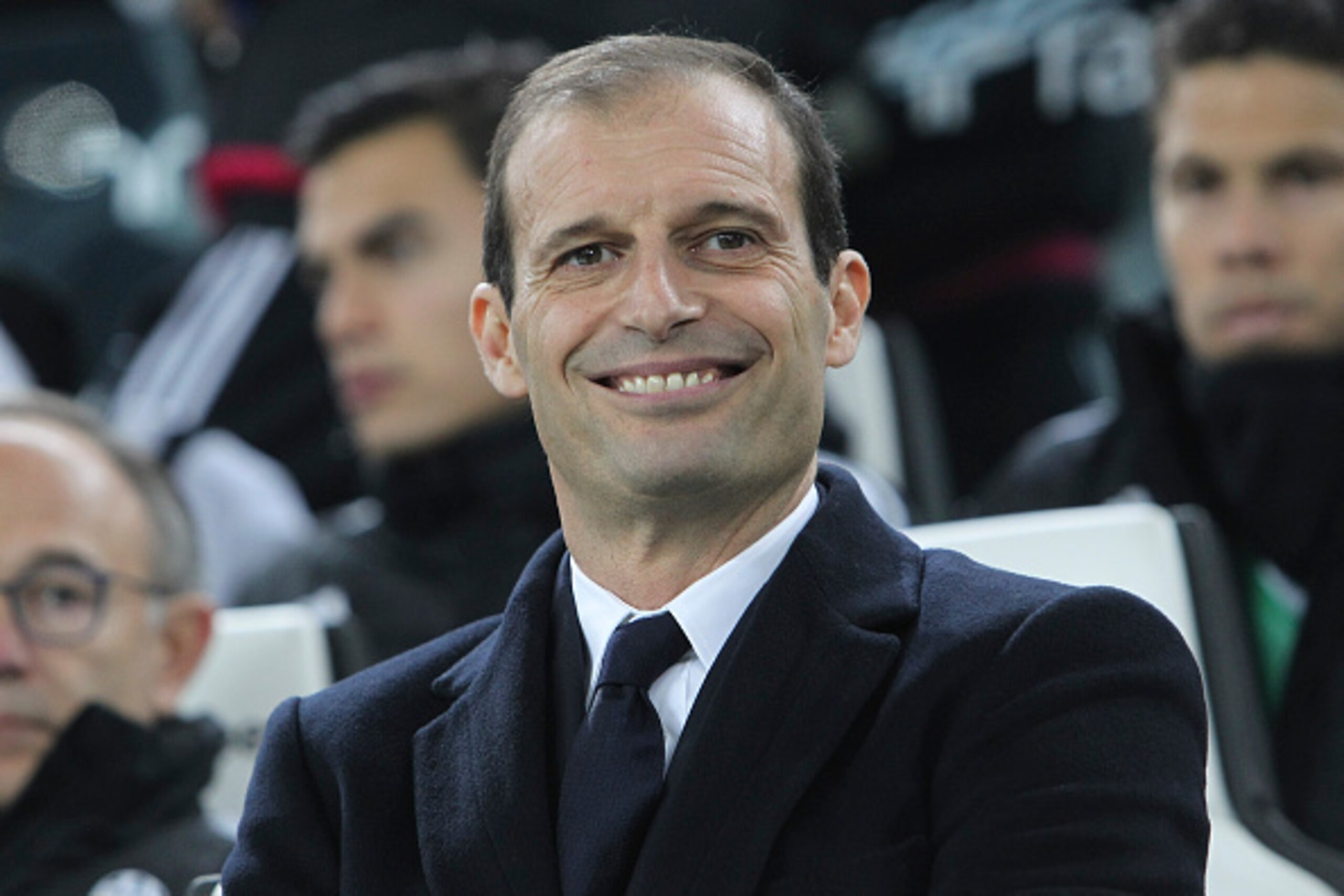 TURIN, ITALY - JANUARY 24:  Juventus FC coach Massimiliano Allegri looks on before the Serie A match between Juventus FC and AS Roma at Juventus Arena on January 24, 2016 in Turin, Italy.  (Photo by Marco Luzzani/Getty Images)