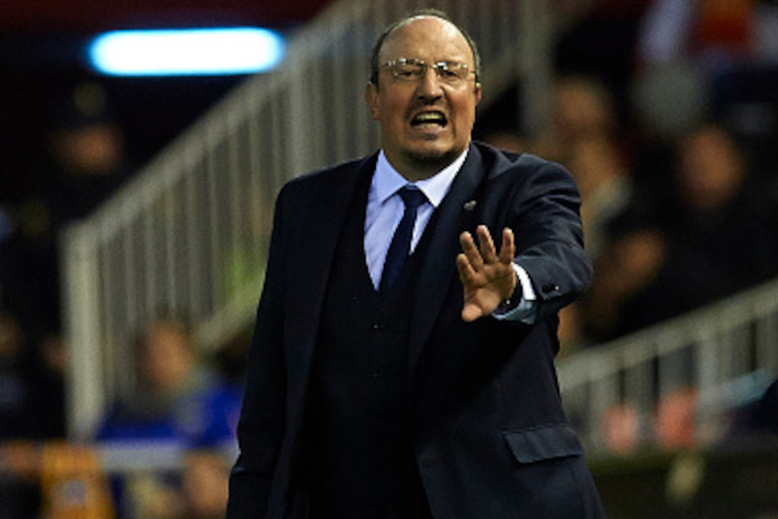 VALENCIA, SPAIN - JANUARY 03:  Real Madrid manager Rafa Benitez reacts during the La Liga match between Valencia CF and Real Madrid CF at Estadi de Mestalla on January 03, 2016 in Valencia, Spain.  (Photo by Manuel Queimadelos Alonso/Getty Images)