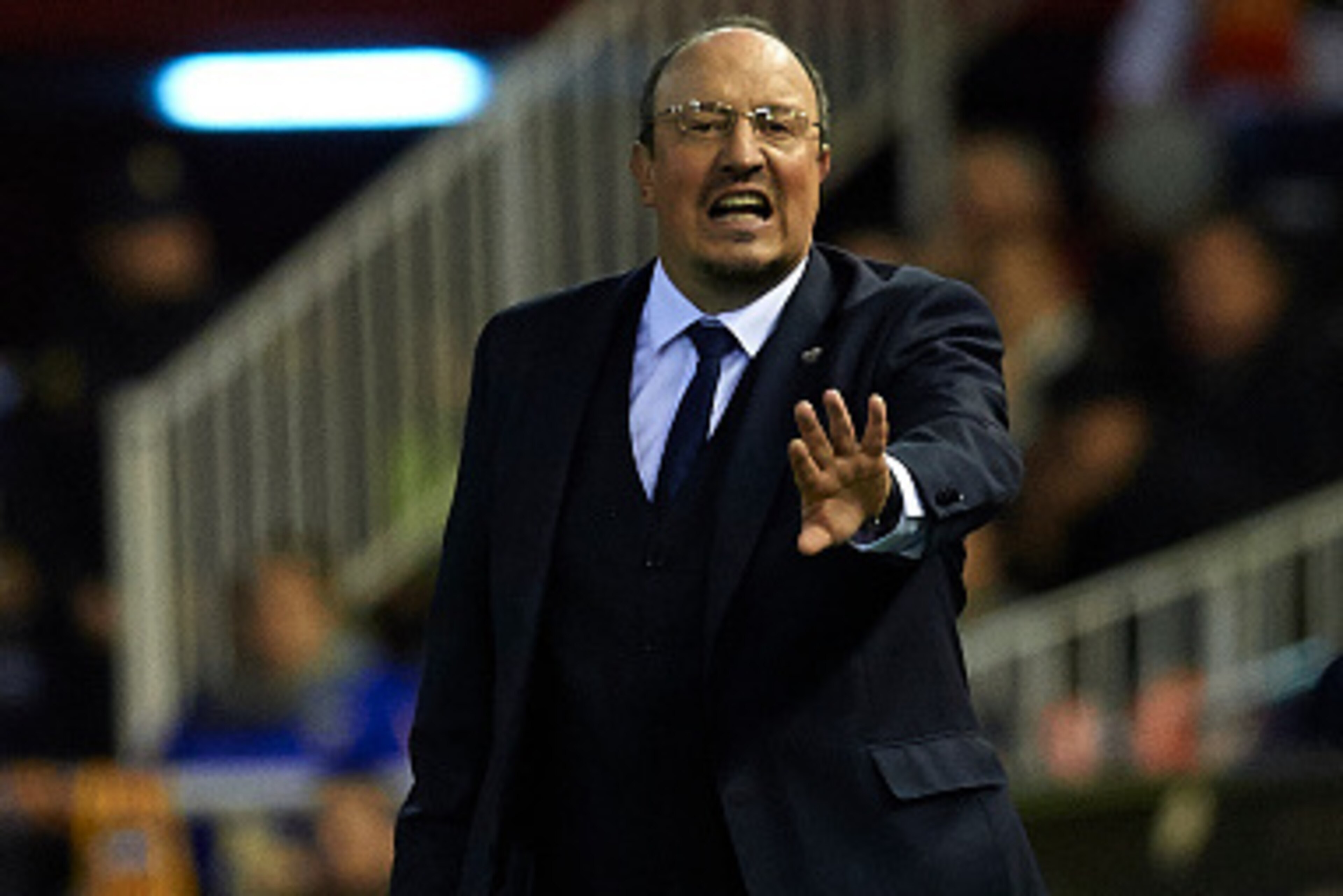 VALENCIA, SPAIN - JANUARY 03:  Real Madrid manager Rafa Benitez reacts during the La Liga match between Valencia CF and Real Madrid CF at Estadi de Mestalla on January 03, 2016 in Valencia, Spain.  (Photo by Manuel Queimadelos Alonso/Getty Images)