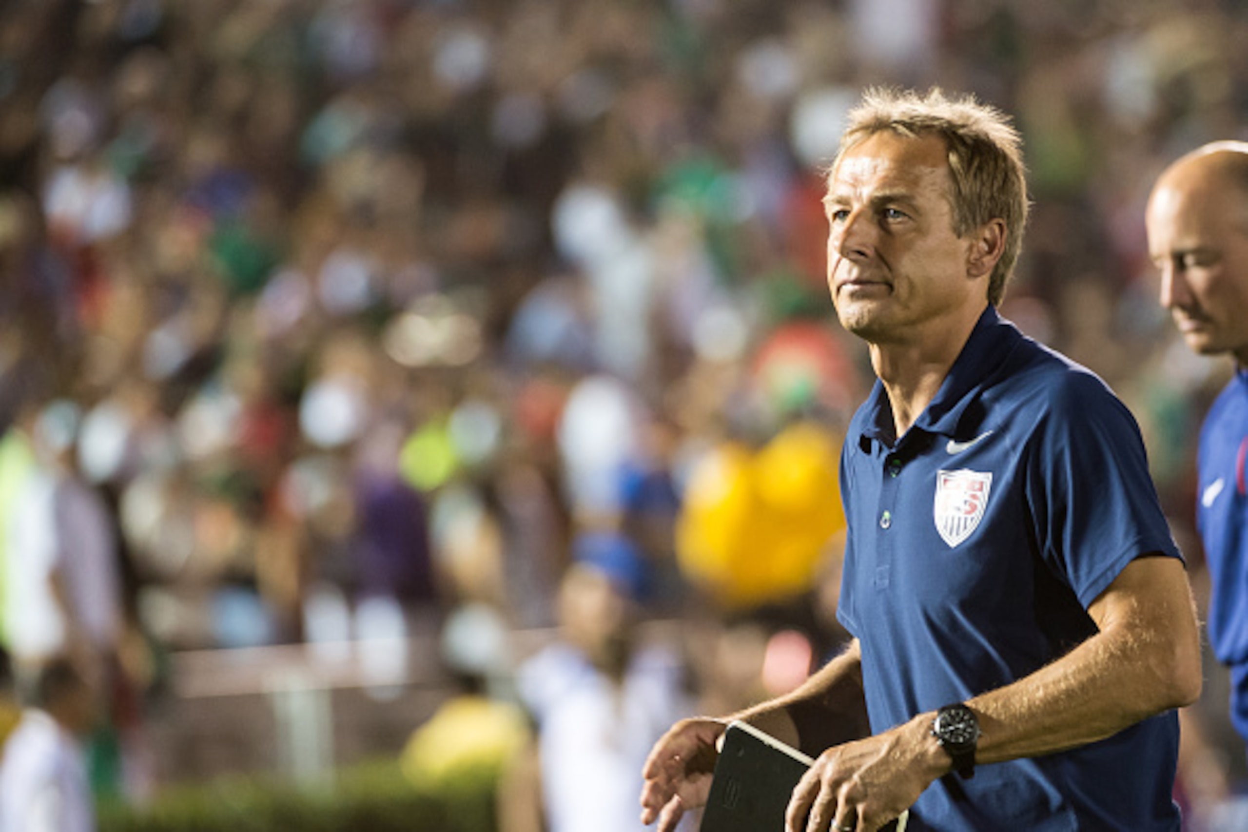 PASADENA, CA - OCTOBER 10: Head coach Jurgen Klinsmann of the United States following the CONCACAF Cup between the United States and Mexico at the Rose Bowl on October 10, 2015 in Pasadena, California.  (Photo by Shaun Clark/Getty Images)