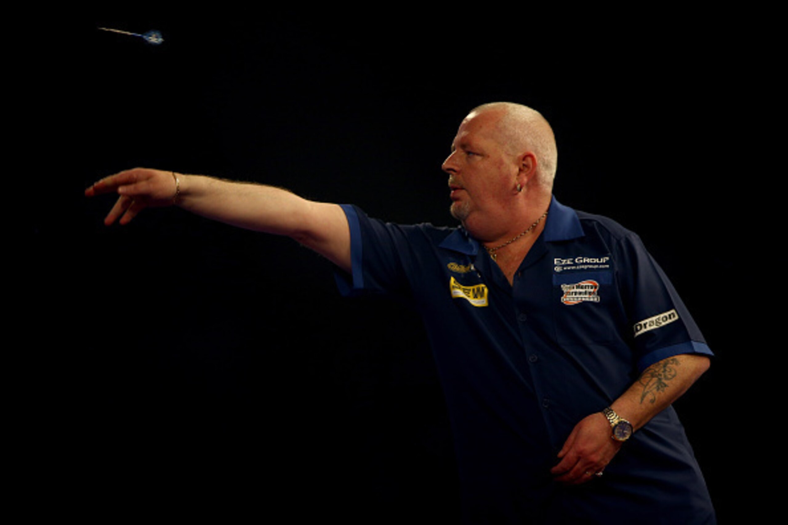 LONDON, ENGLAND - DECEMBER 21:  Robert Thornton of Scotland in action during his match against Alan Norris of England during the 2016 William Hill PDC World Darts Championships on Day Five at Alexandra Palace on December 21, 2015 in London, England.  (Pho