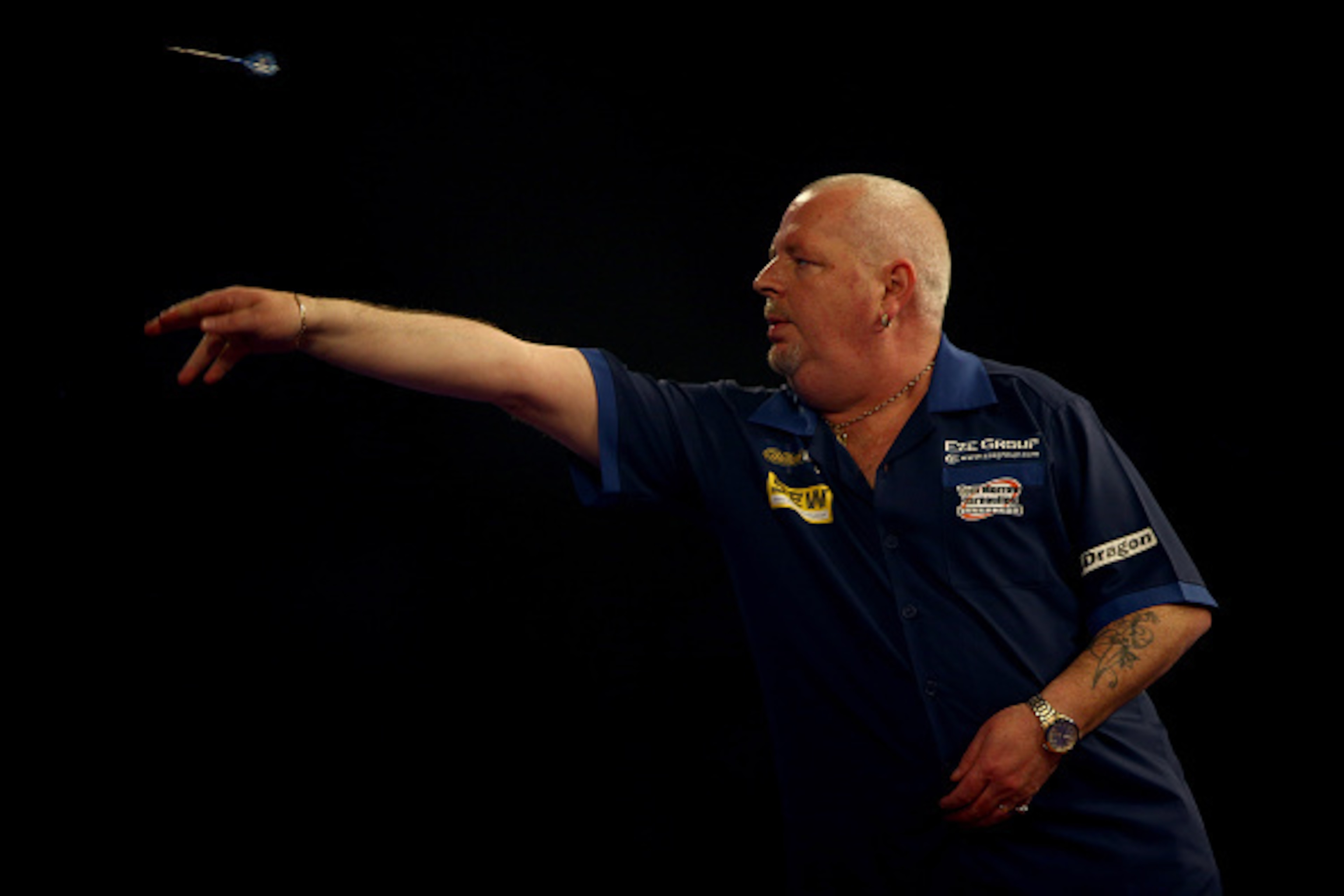 LONDON, ENGLAND - DECEMBER 21:  Robert Thornton of Scotland in action during his match against Alan Norris of England during the 2016 William Hill PDC World Darts Championships on Day Five at Alexandra Palace on December 21, 2015 in London, England.  (Pho