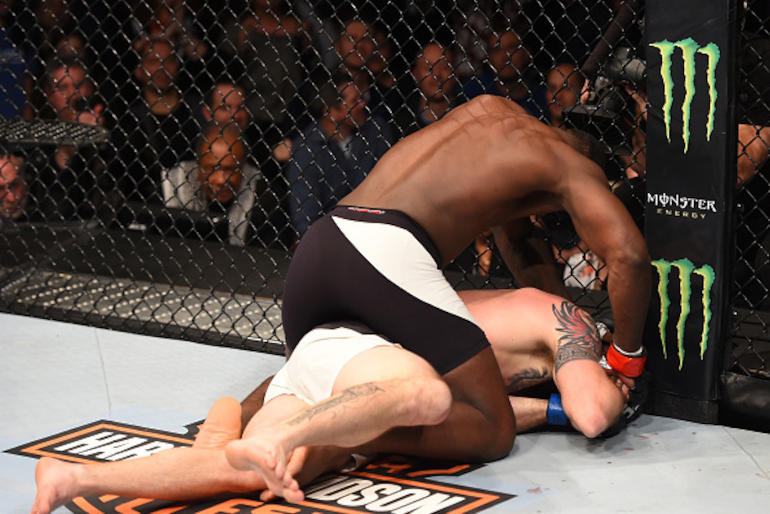 NEWARK, NJ - JANUARY 30:  Anthony Johnson (top) punches Ryan Bader in their light heavyweight bout during the UFC Fight Night event at the Prudential Center on January 30, 2016 in Newark, New Jersey. (Photo by Josh Hedges/Zuffa LLC/Zuffa LLC via Getty Ima