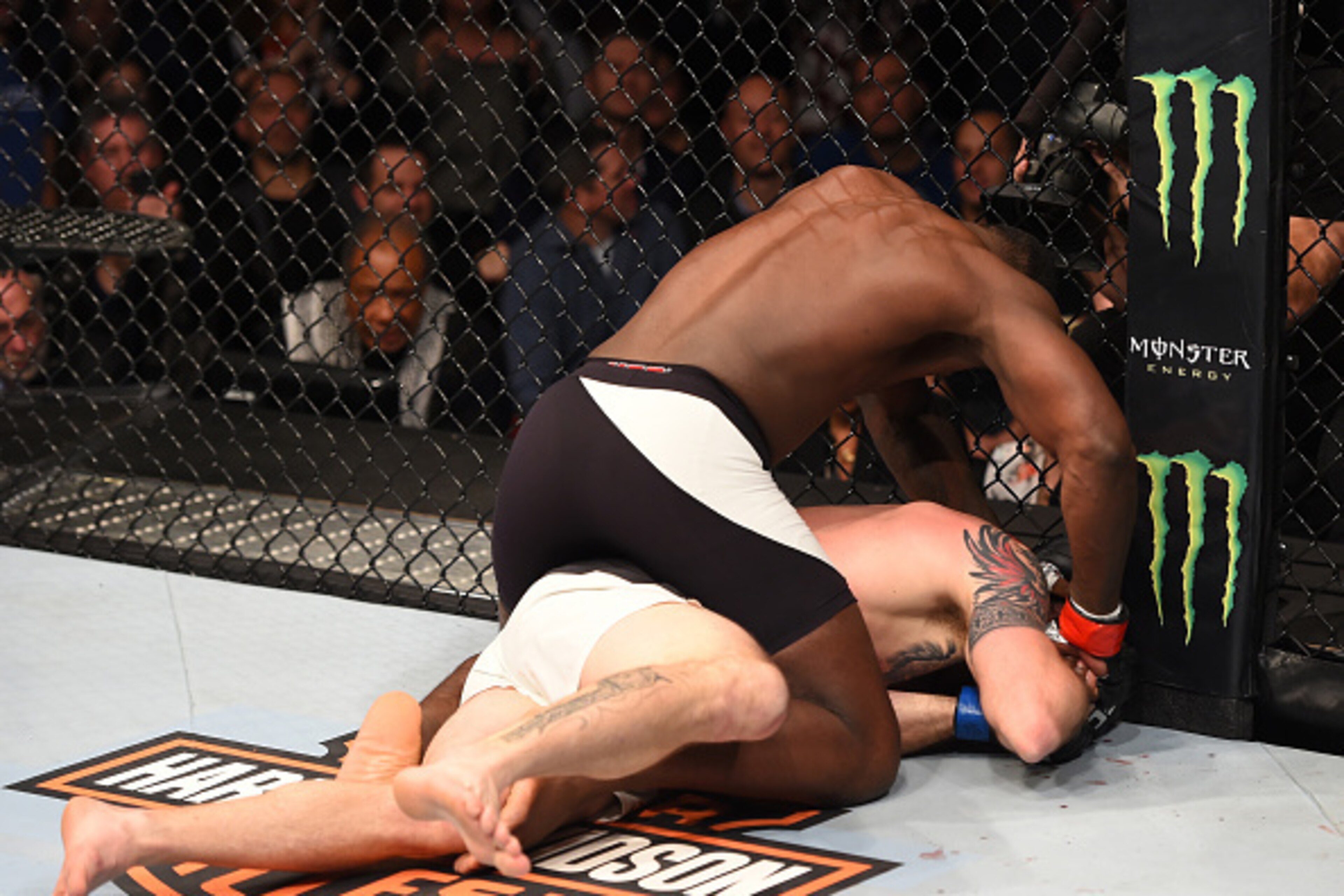 NEWARK, NJ - JANUARY 30:  Anthony Johnson (top) punches Ryan Bader in their light heavyweight bout during the UFC Fight Night event at the Prudential Center on January 30, 2016 in Newark, New Jersey. (Photo by Josh Hedges/Zuffa LLC/Zuffa LLC via Getty Ima