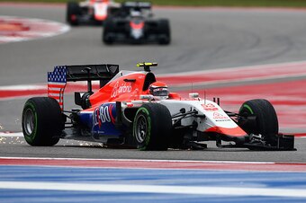 AUSTIN, TX - OCTOBER 25:  Alexander Rossi of the United States and Manor Marussia drives with damage to his car during the United States Formula One Grand Prix at Circuit of The Americas on October 25, 2015 in Austin, United States.  (Photo by Clive Mason