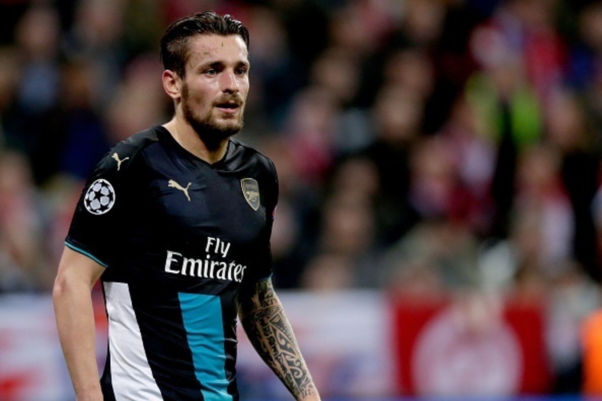Mathieu Debuchy of Arsenal during the Champion League group F match between FC Bayern Munich and Arsenal FC on November 4, 2015 at the Allianz Arena in Munich, Germany(Photo by VI Images via Getty Images)