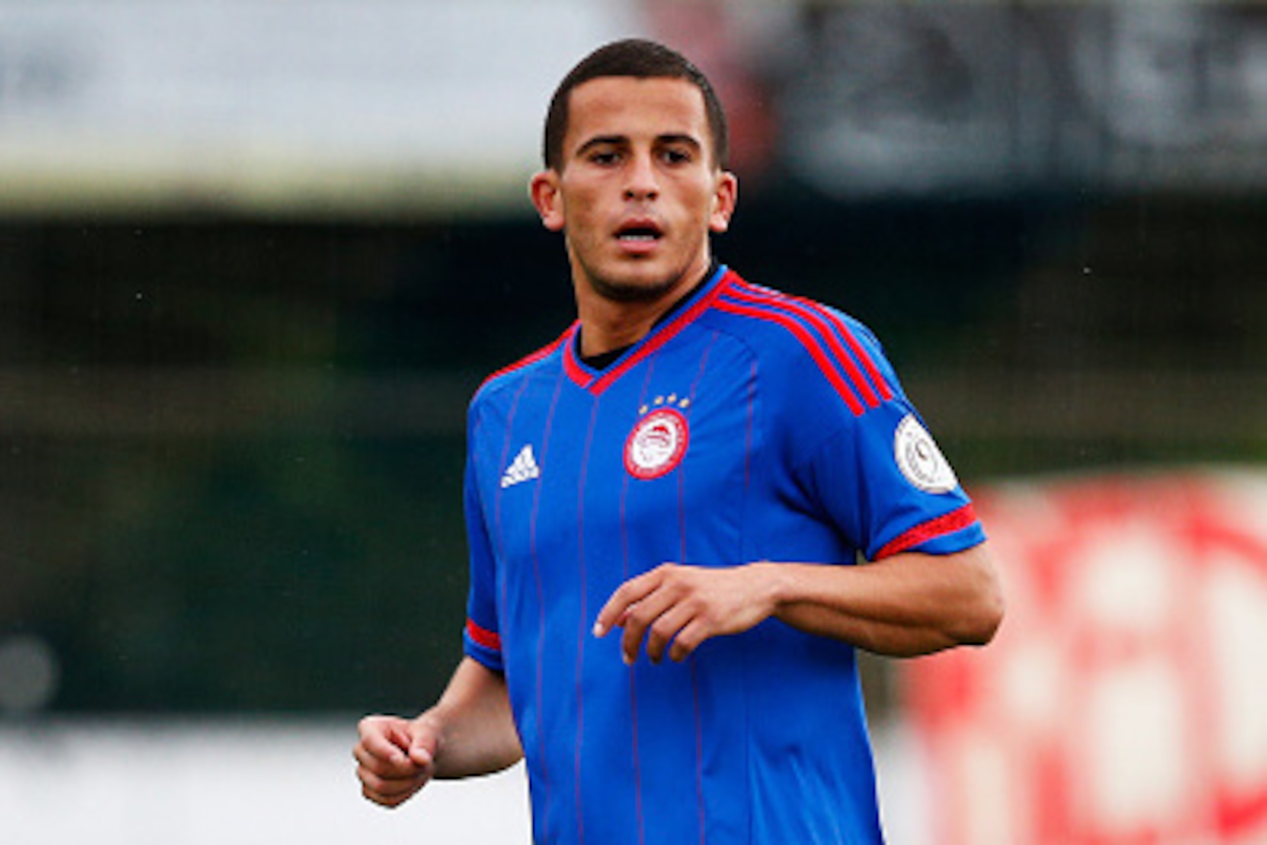 DRENTHE, NETHERLANDS - JULY 29:  Omar Elabdellaoui of Olympiacos in action during the pre season friendly match between FC Twente and Olympiacos Piraeus held at Sportpark Veenoord on July 29, 2015 in New Amsterdam and Veenoord, Netherlands.  (Photo by Dea