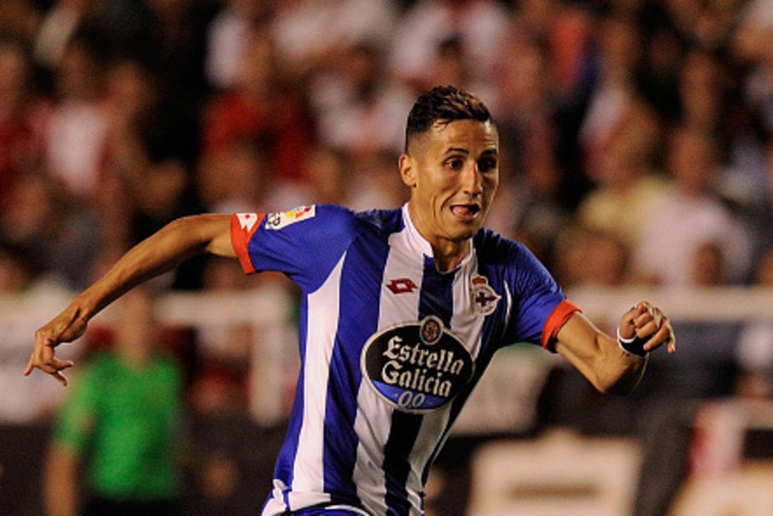 MADRID, SPAIN - SEPTEMBER 14:  Faycal Fajr of RC Deportivo la Coruna in action during the La Liga match between Rayo Vallecano and RC Deportivo La Coruna at Estadio Teresa Rivero on September 14, 2015 in Madrid, Spain.  (Photo by Denis Doyle/Getty Images)