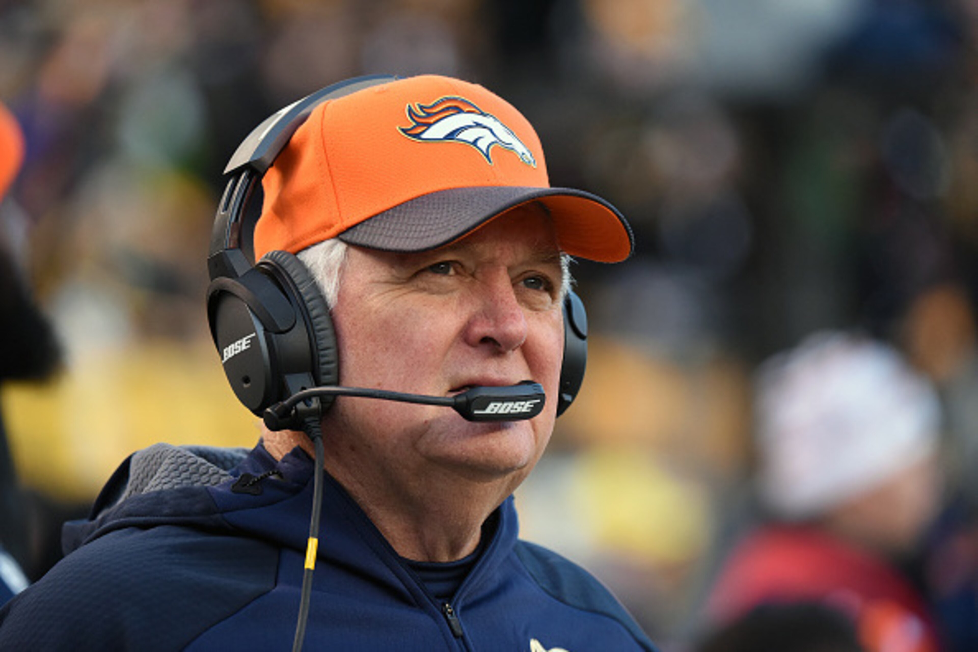 PITTSBURGH, PA - DECEMBER 20: Defensive coordinator Wade Phillips of the Denver Broncos looks on from the sideline before the start of a game against the Pittsburgh Steelers at Heinz Field on December 20, 2015 in Pittsburgh, Pennsylvania. The Steelers d PITTSBURGH, PA - DECEMBER 20: Defensive coordinator Wade Phillips of the Denver Broncos looks on from the sideline before the start of a game against the Pittsburgh Steelers at Heinz Field on December 20, 2015 in Pittsburgh, Pennsylvania. The Steelers d