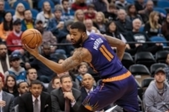 Jan 17, 2016; Minneapolis, MN, USA; Phoenix Suns forward Markieff Morris (11) catches a pass in the first quarter against the Minnesota Timberwolves at Target Center. Mandatory Credit: Brad Rempel-USA TODAY Sports