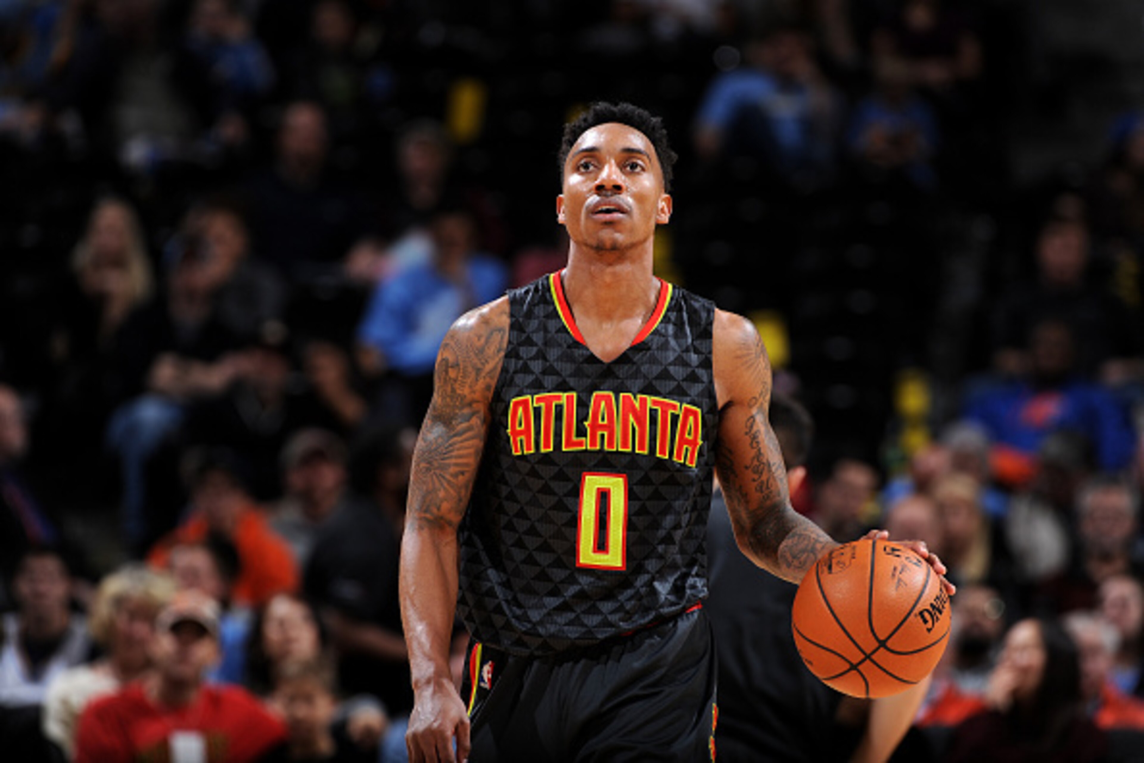 DENVER, CO - JANUARY 25: Jeff Teague #0 of the Atlanta Hawks handles the ball during the game against the Denver Nuggets on January 25, 2016 at the Pepsi Center in Denver, Colorado. NOTE TO USER: User expressly acknowledges and agrees that, by downloading DENVER, CO - JANUARY 25: Jeff Teague #0 of the Atlanta Hawks handles the ball during the game against the Denver Nuggets on January 25, 2016 at the Pepsi Center in Denver, Colorado. NOTE TO USER: User expressly acknowledges and agrees that, by downloading