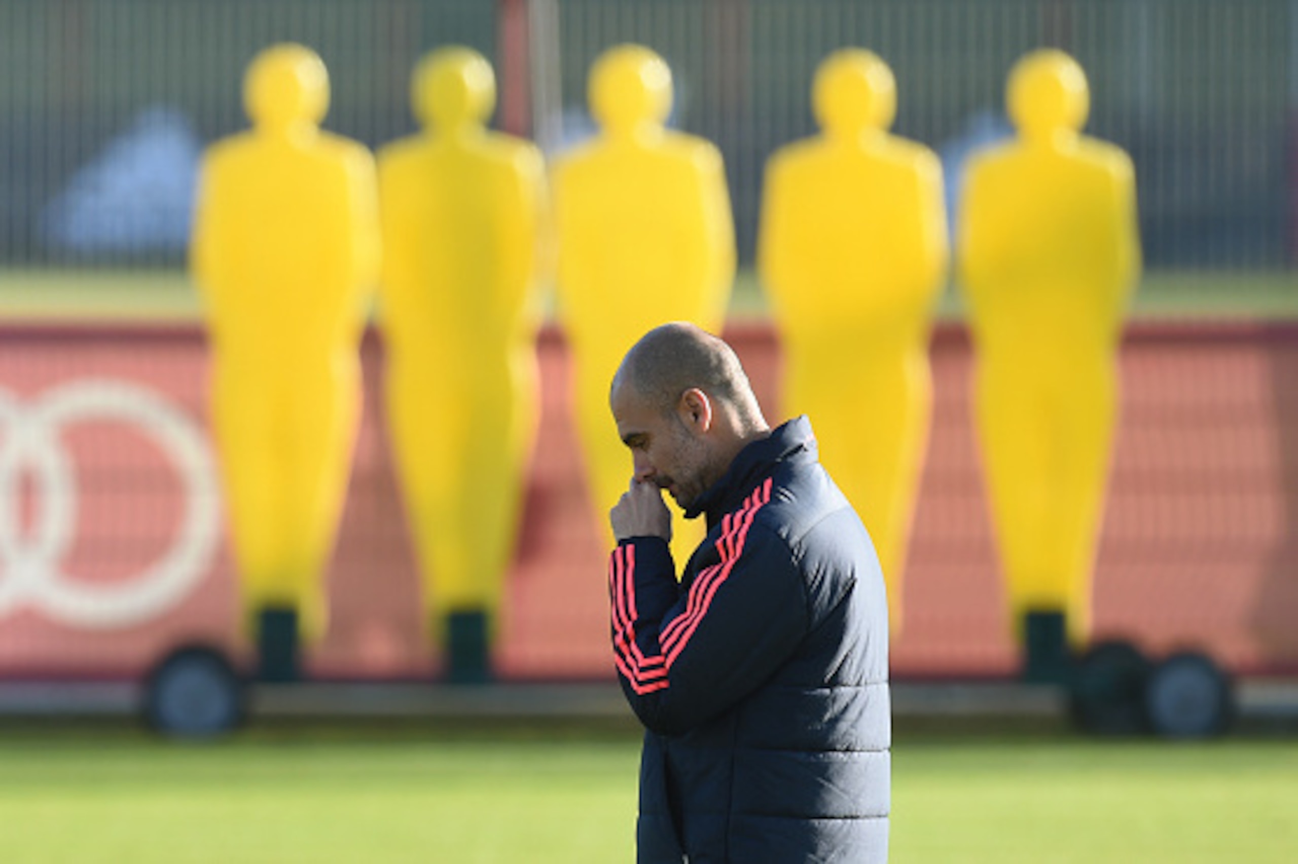 Bayern Munich's Spanish headcoach Pep Guardiola attends a training session on the eve of the UEFA Champions League Group F football match between Bayern Munich and Dinamo Zagreb in Munich, southern Germany, on December 8, 2015. AFP PHOTO / CHRISTOF STACHE
