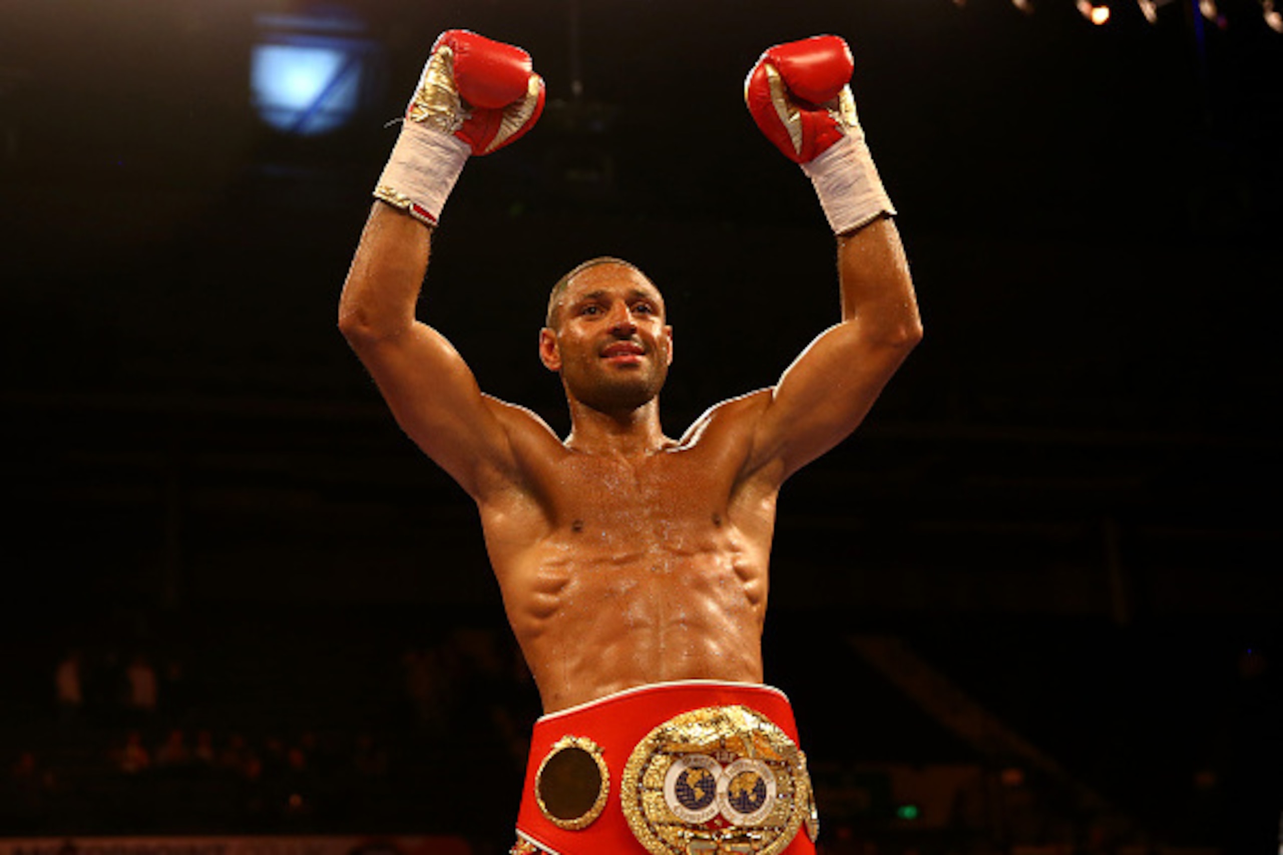 SHEFFIELD, ENGLAND - MARCH 28: Kell Brook celebrates after beating Jo Jo Dan during their IBF World Welterweight Title Fight at the Motorpoint Arena on March 28, 2015 in Sheffield, England. (Photo by Richard Heathcote/Getty Images) SHEFFIELD, ENGLAND - MARCH 28: Kell Brook celebrates after beating Jo Jo Dan during their IBF World Welterweight Title Fight at the Motorpoint Arena on March 28, 2015 in Sheffield, England. (Photo by Richard Heathcote/Getty Images)