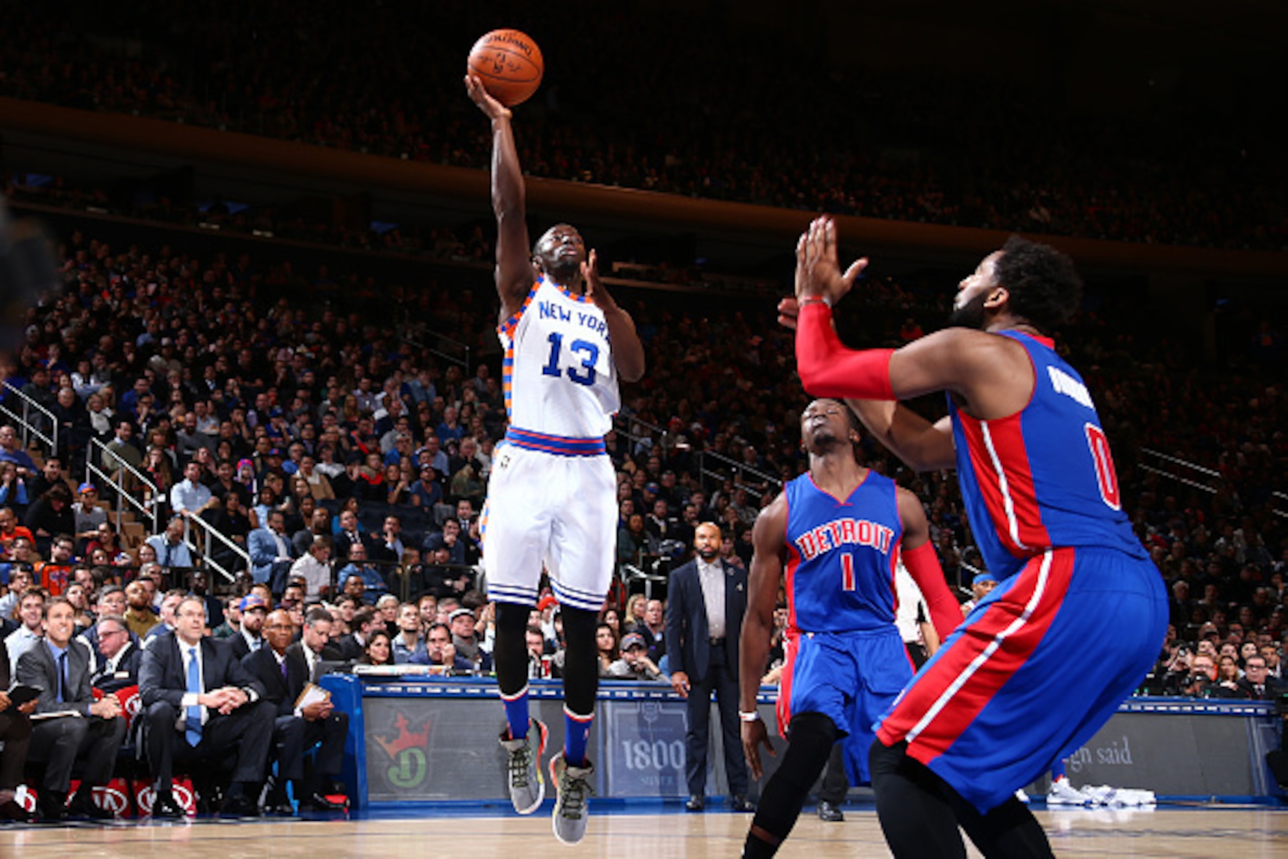 NEW YORK, NY - DECEMBER 29: Jerian Grant #13 of the New York Knicks shoots the ball against the Detroit Pistons on December 29, 2015 at Madison Square Garden in New York City, New York. NOTE TO USER: User expressly acknowledges and agrees that, by downl NEW YORK, NY - DECEMBER 29: Jerian Grant #13 of the New York Knicks shoots the ball against the Detroit Pistons on December 29, 2015 at Madison Square Garden in New York City, New York. NOTE TO USER: User expressly acknowledges and agrees that, by downl