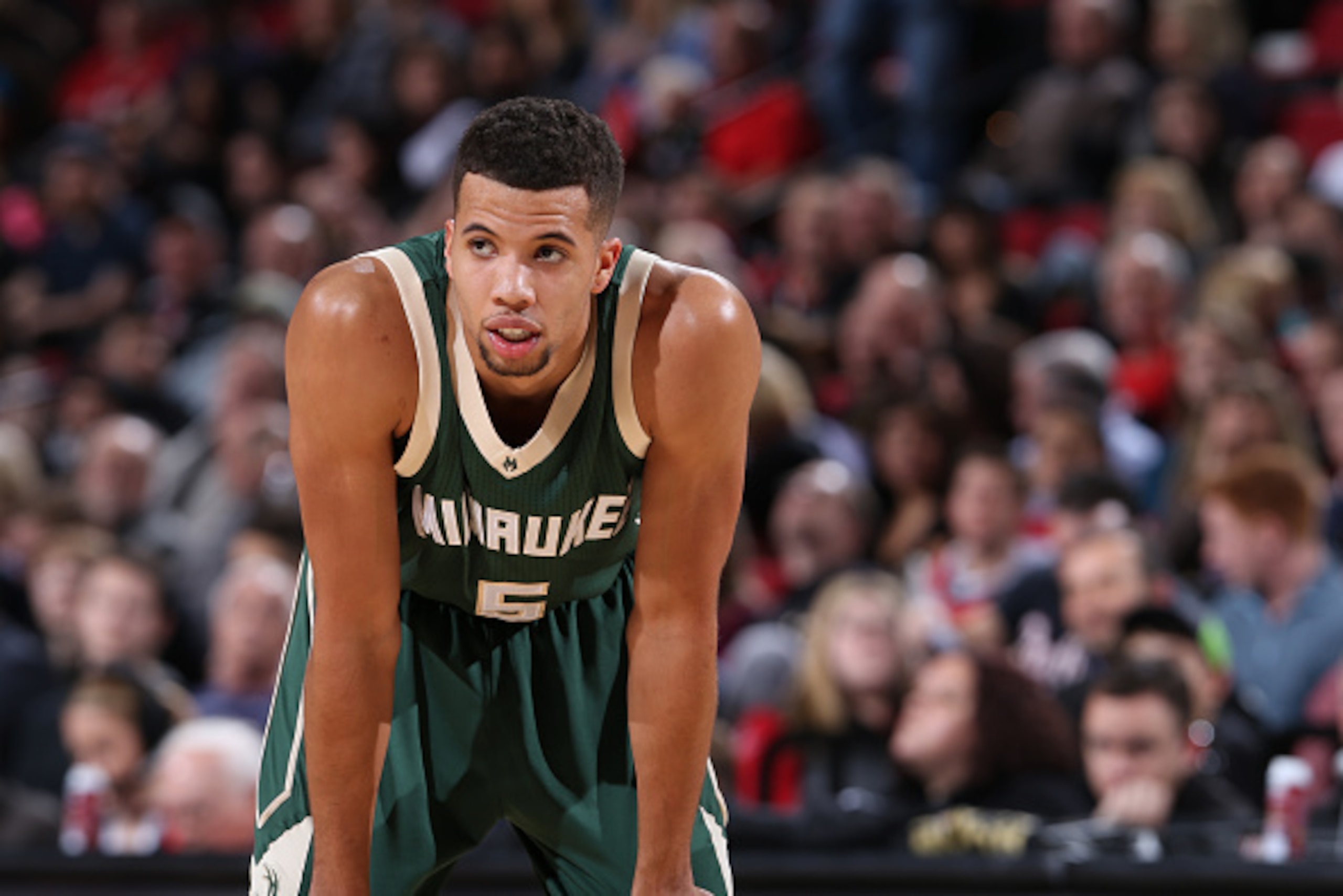 PORTLAND, OR - FEBRUARY 2: Michael Carter-Williams #5 of the Milwaukee Bucks during the game against the Portland Trail Blazers on February 2, 2016 at Moda Center in Portland,Oregon. NOTE TO USER: User expressly acknowledges and agrees that, by downloadin PORTLAND, OR - FEBRUARY 2: Michael Carter-Williams #5 of the Milwaukee Bucks during the game against the Portland Trail Blazers on February 2, 2016 at Moda Center in Portland,Oregon. NOTE TO USER: User expressly acknowledges and agrees that, by downloadin