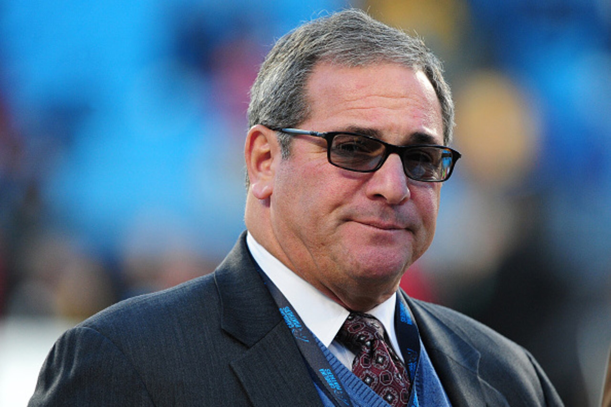 CHARLOTTE, NC - JANUARY 24: General Manager Dave Gettleman of the Carolina Panthers watches warms up before the NFC Championship Game against the Arizona Cardinals at Bank Of America Stadium on January 24, 2016 in Charlotte, North Carolina. (Photo by Scot