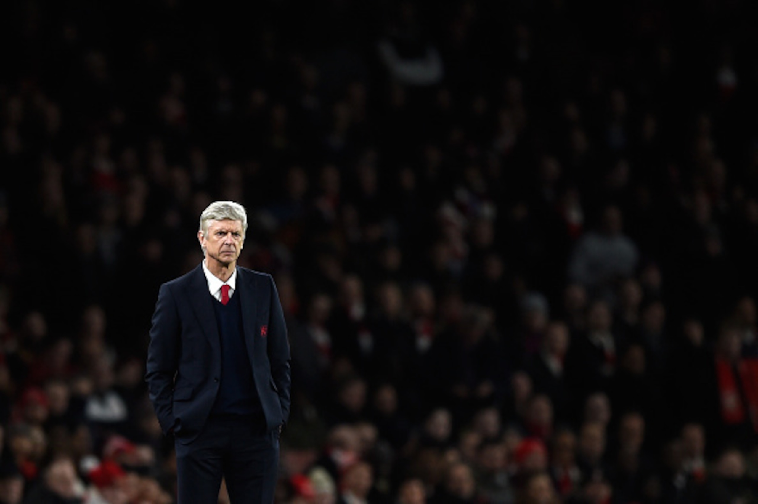 LONDON, ENGLAND - FEBRUARY 02:  Arsene Wenger Manager of Arsenal looks on prior to the Barclays Premier League match between Arsenal and Southampton at the Emirates Stadium on February 2, 2016 in London, England.  (Photo by Mike Hewitt/Getty Images)