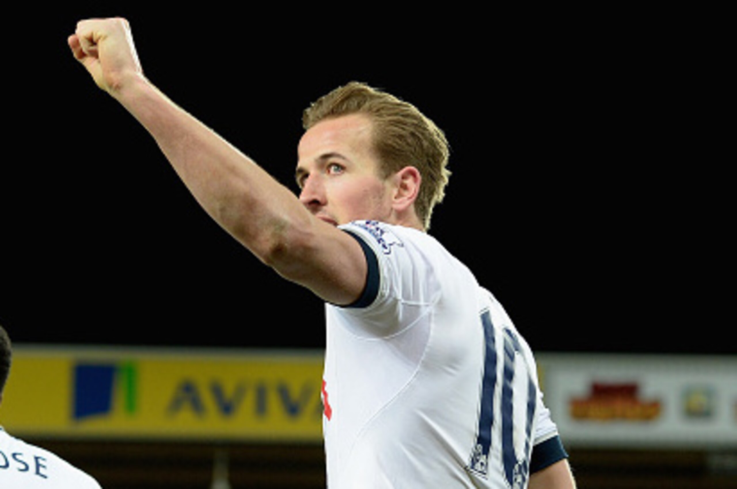 NORWICH, ENGLAND - FEBRUARY 02:  Harry Kane of Tottenham Hotspur celebrates scoring their third goal during the Barclays Premier League match between Norwich City and Tottenham Hotspur at Carrow Road on February 2, 2016 in Norwich, England.  (Photo by Ton