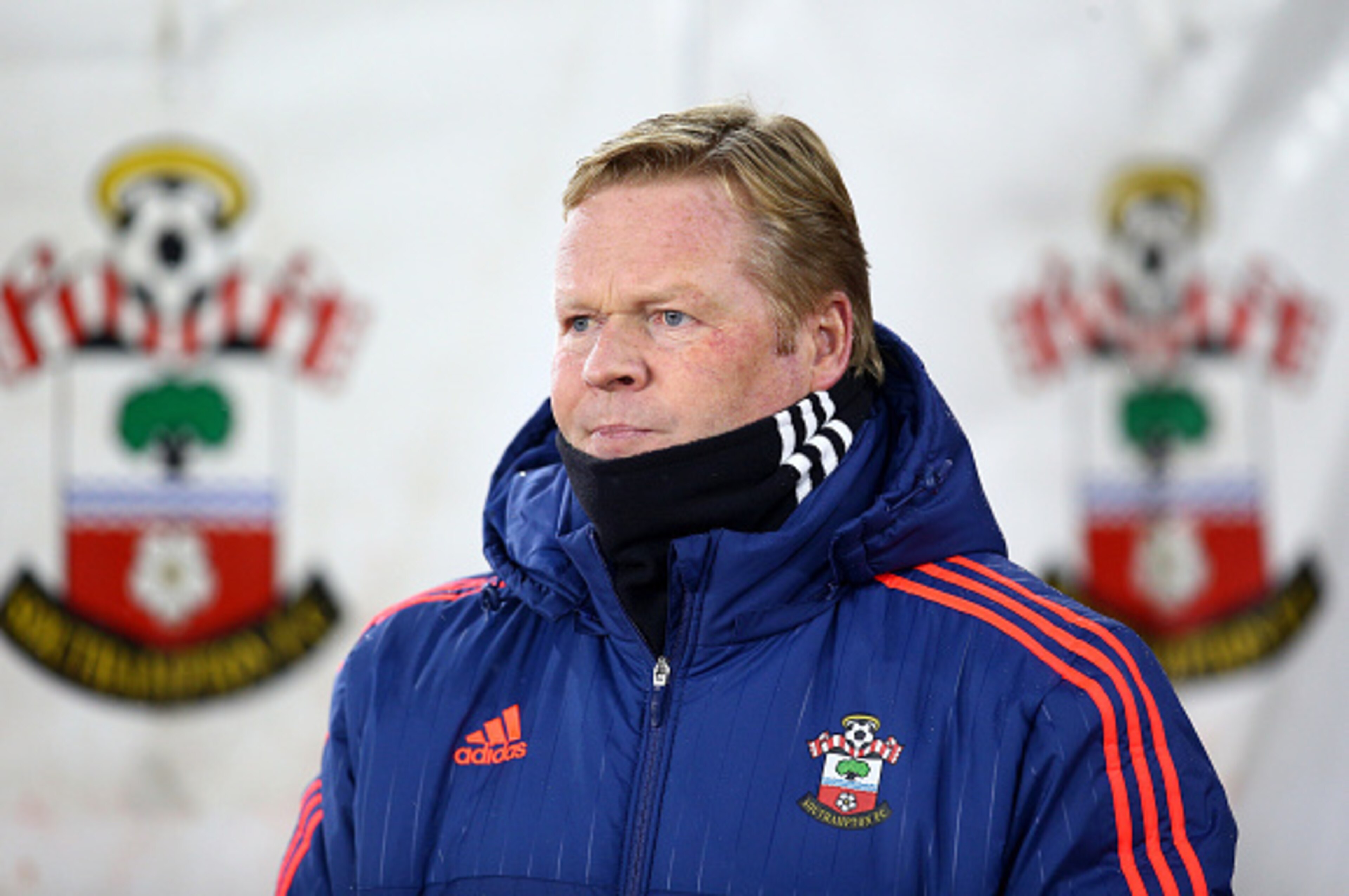 SOUTHAMPTON, ENGLAND - FEBRUARY 06:  Ronald Koeman manager of Southampton looks on prior to the Barclays Premier League match between Southampton and West Ham United at St Mary's Stadium on February 6, 2016 in Southampton, England.  (Photo by Charlie Crow