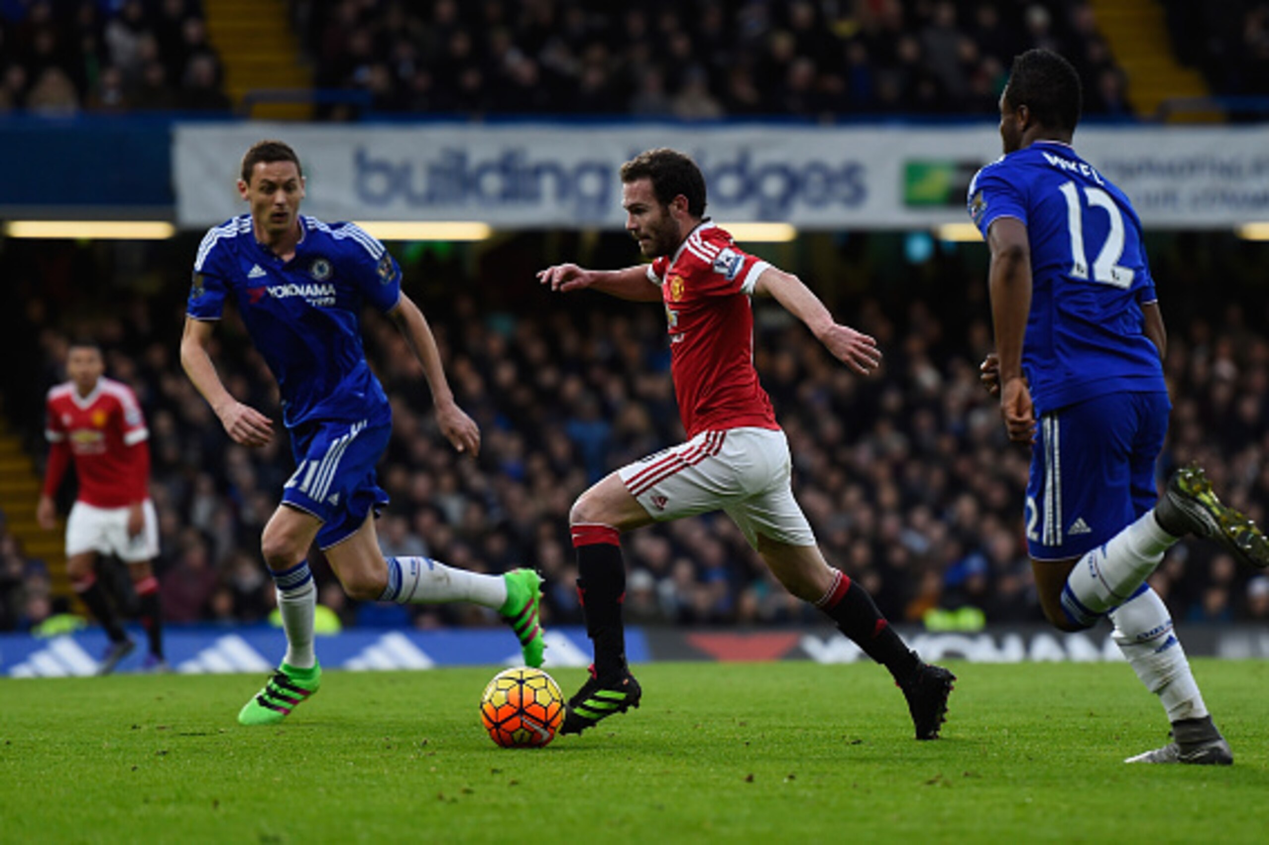 LONDON, ENGLAND - FEBRUARY 07: Juan Mata of Manchester United in action during the Barclays Premier League match between Chelsea and Manchester United at Stamford Bridge on February 7, 2016 in London, England.  (Photo by Mike Hewitt/Getty Images)