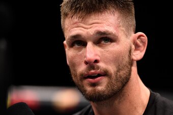 LAS VEGAS, NEVADA - DECEMBER 10:  Tim Means celebrates his win over John Howard in their welterweight bout during the UFC Fight Night event at The Chelsea at the Cosmopolitan of Las Vegas on December 10, 2015 in Las Vegas, Nevada.  (Photo by Jeff Bottari/