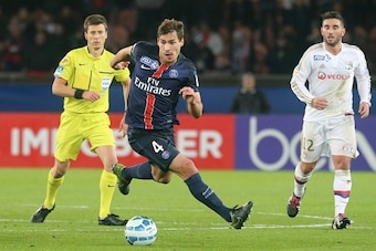 PARIS, FRANCE - JANUARY 13: Benjamin Stambouli of Paris Saint-Germain in action during the French  Ligue Cup between Paris Saint-Germain and Olympic Lyonnais at Parc Des Princes on january 11, 2016 in Paris, France.  (Photo by Xavier Laine/Getty Images)