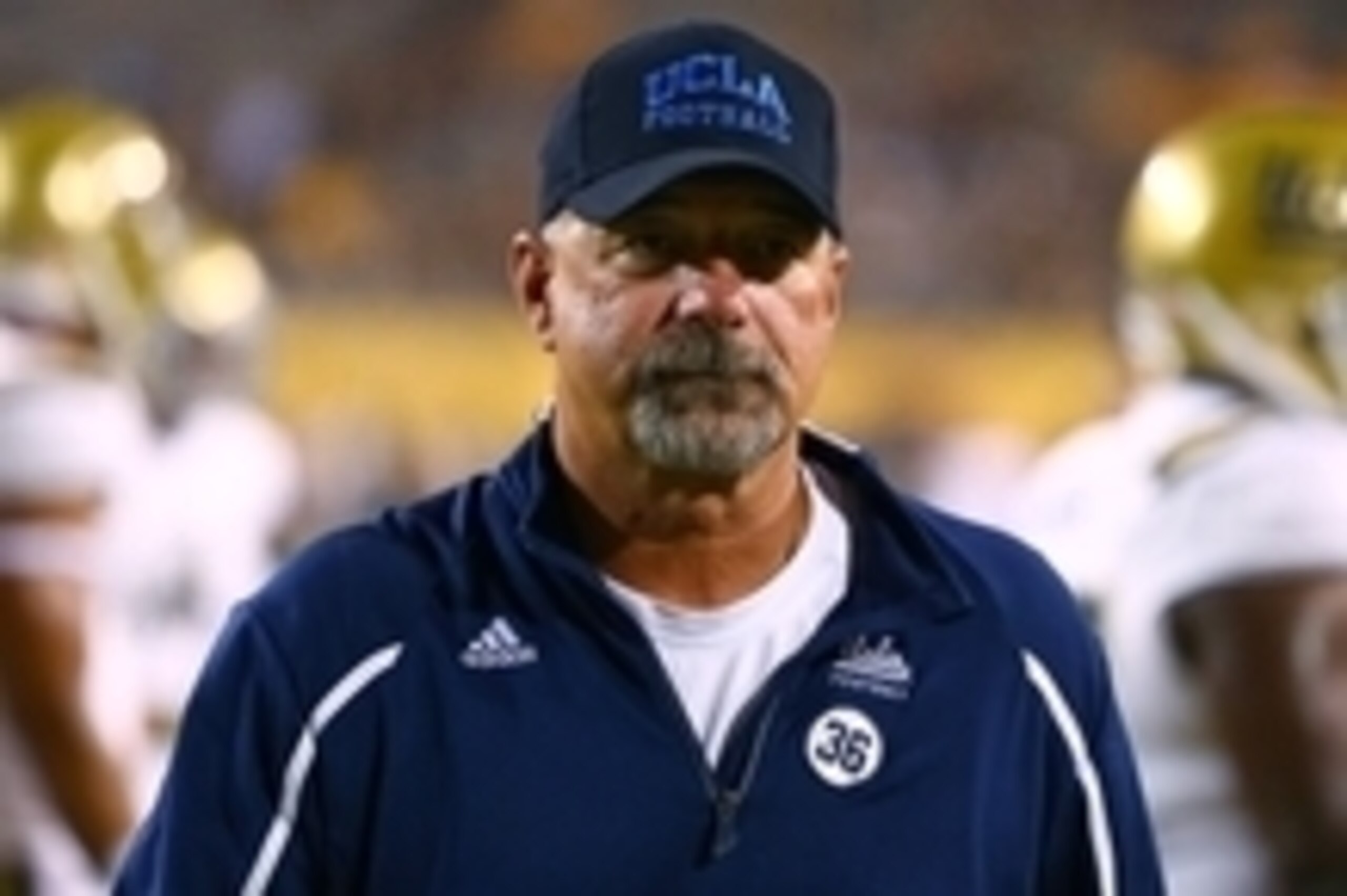 Sep 25, 2014; Tempe, AZ, USA; UCLA Bruins offensive coordinator Noel Mazzone against the Arizona State Sun Devils at Sun Devil Stadium. Mandatory Credit: Mark J. Rebilas-USA TODAY Sports