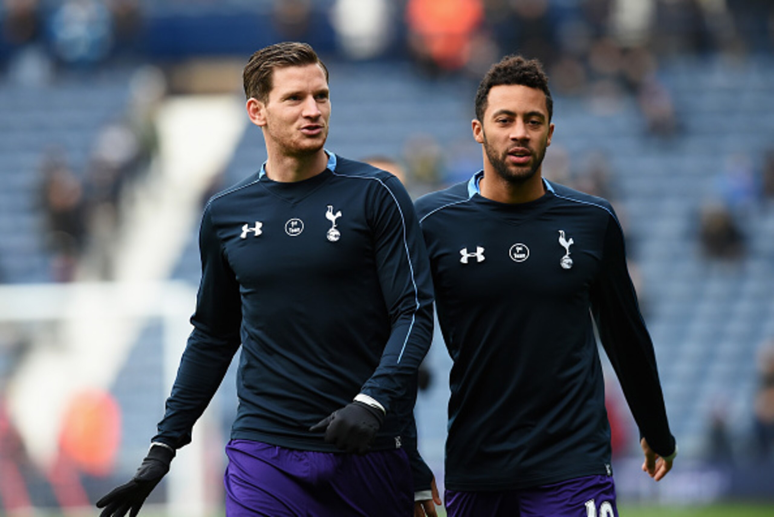 WEST BROMWICH, ENGLAND - DECEMBER 05: Jan Vertonghen (L) and Mousa Dembele (R) of Tottenham Hotspur warm up prior to the Barclays Premier League match between West Bromwich Albion and Tottenham Hotspur at The Hawthorns on December 5, 2015 in West Bromwich WEST BROMWICH, ENGLAND - DECEMBER 05: Jan Vertonghen (L) and Mousa Dembele (R) of Tottenham Hotspur warm up prior to the Barclays Premier League match between West Bromwich Albion and Tottenham Hotspur at The Hawthorns on December 5, 2015 in West Bromwich